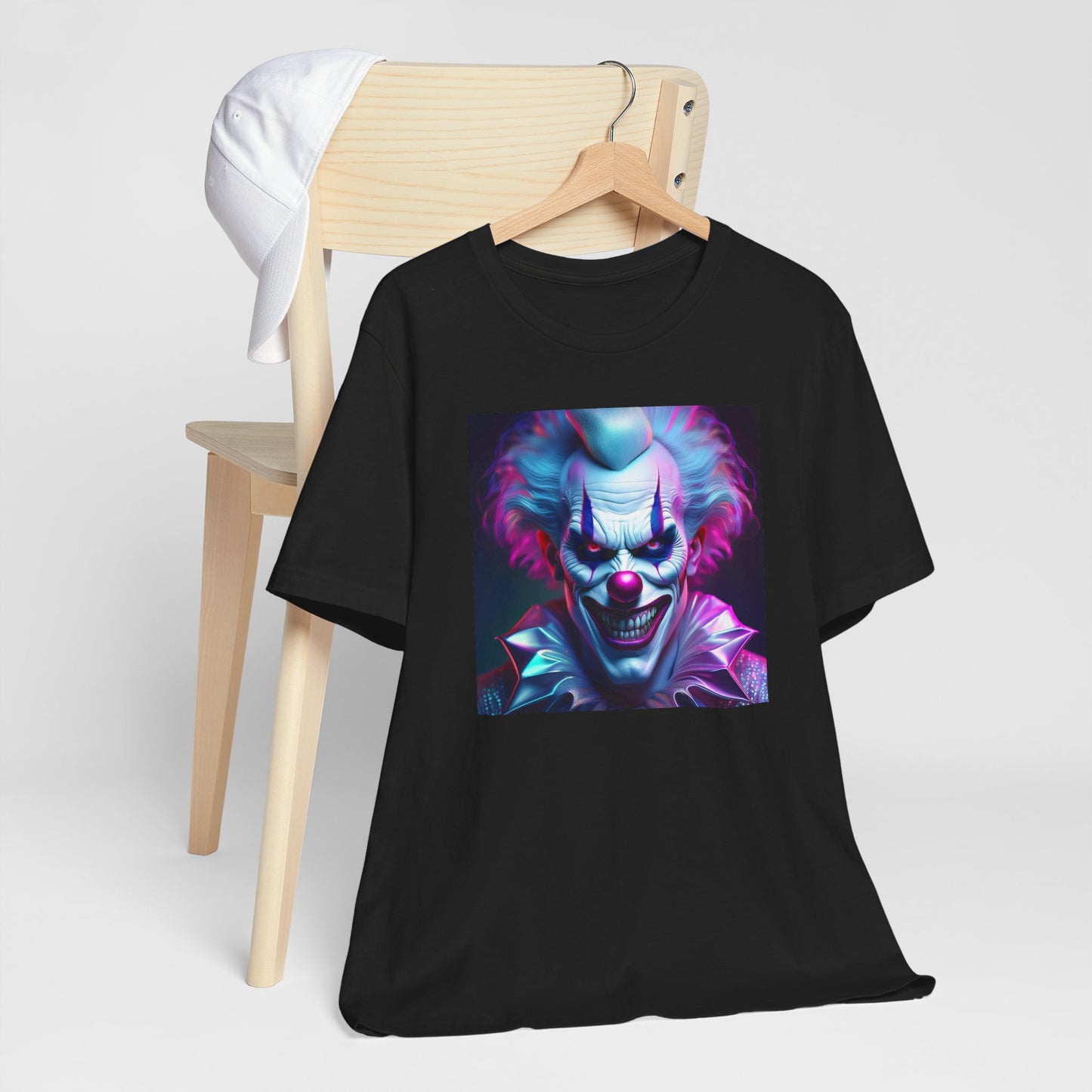 Scary Clown Halloween Shirt – Creepy Evil Clown Face Graphic Tee for Horror Fans. Unisex Jersey Short Sleeve Tee