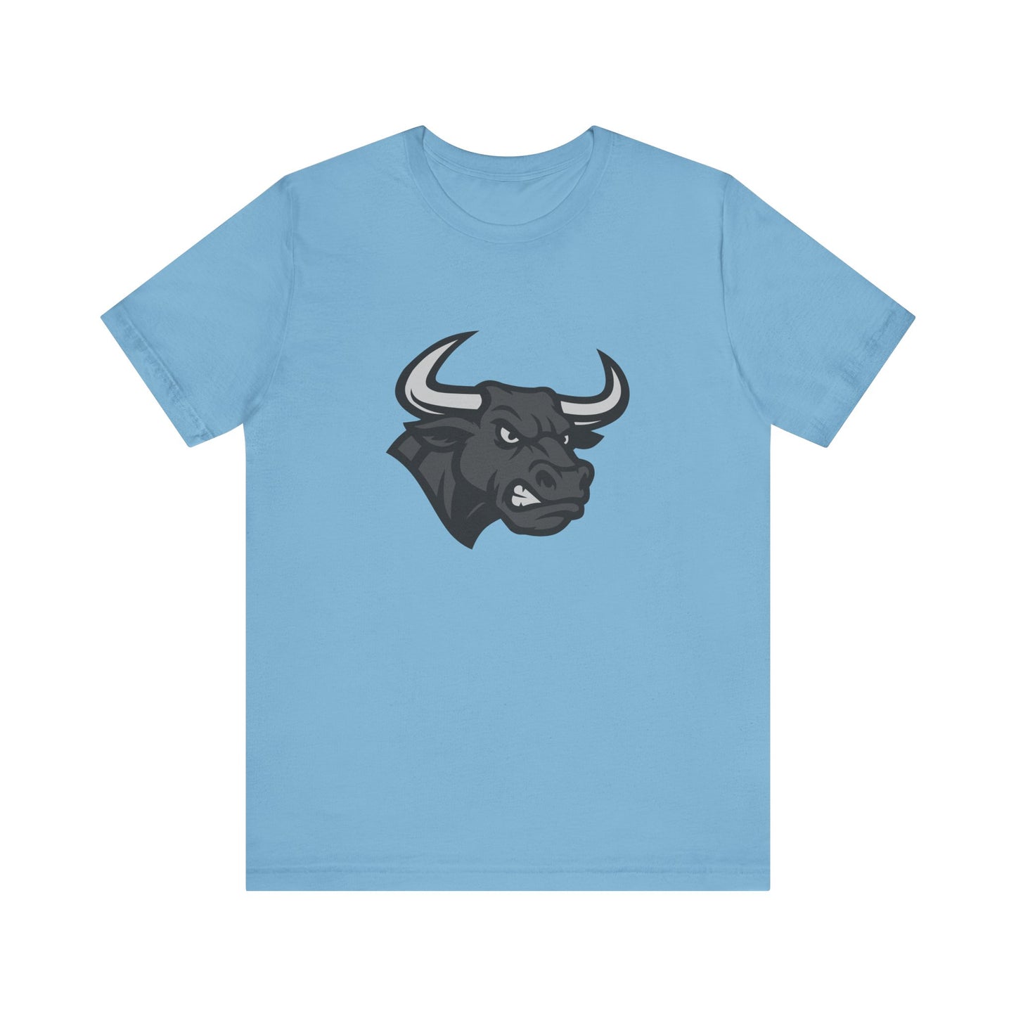 Angry Bull Graphic T-Shirt – Dark Theme Grayscale Bull Head Design on Black Tee for Streetwear, Gym, or Bold Urban Style. Unisex Jersey Short Sleeve Tee