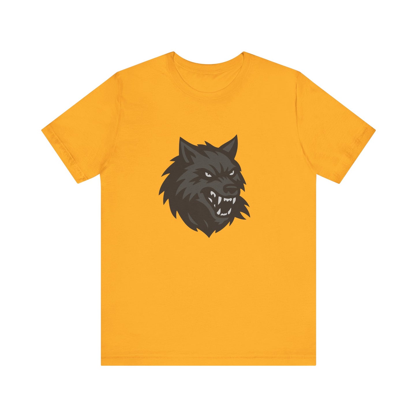 Dark Theme Wolf Head Shirt – Fierce Growling Wolf Face Graphic in Black and Grey for Bold, Edgy Style. Unisex Jersey Short Sleeve Tee