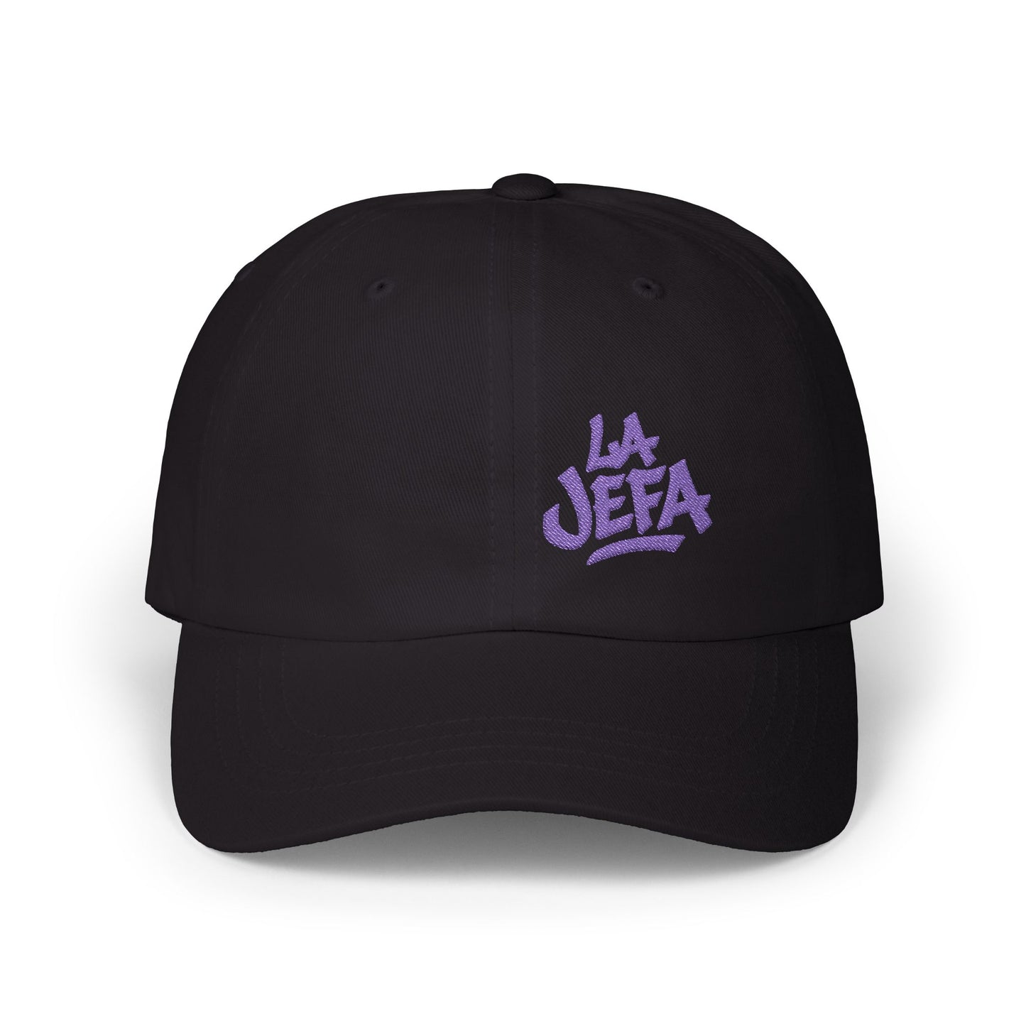 La Jefa Embroidered Classic Dad Hat – Bold Latina Boss Hat for Confident Women, Statement Streetwear, and Jefa Energy. Purple Letters