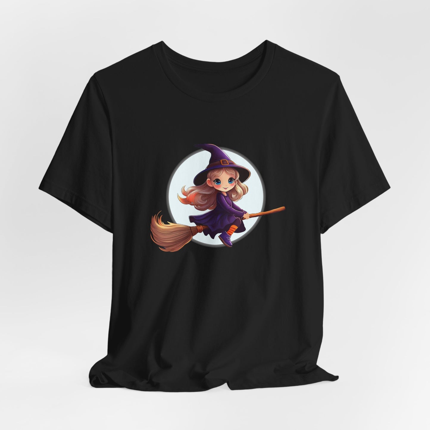 Cute Witch on a Broom Halloween Shirt – Adorable Flying Witch Graphic Tee for Kids and Magic Lovers