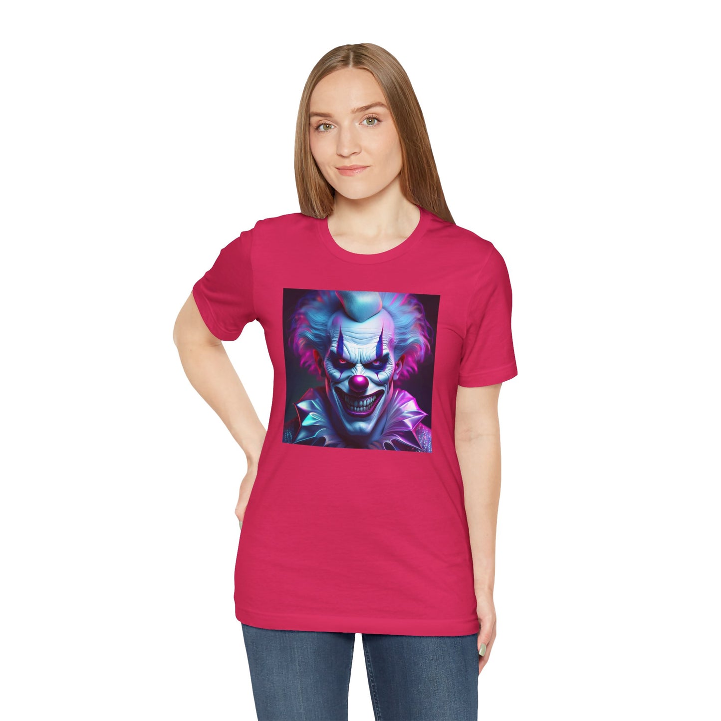 Scary Clown Halloween Shirt – Creepy Evil Clown Face Graphic Tee for Horror Fans. Unisex Jersey Short Sleeve Tee