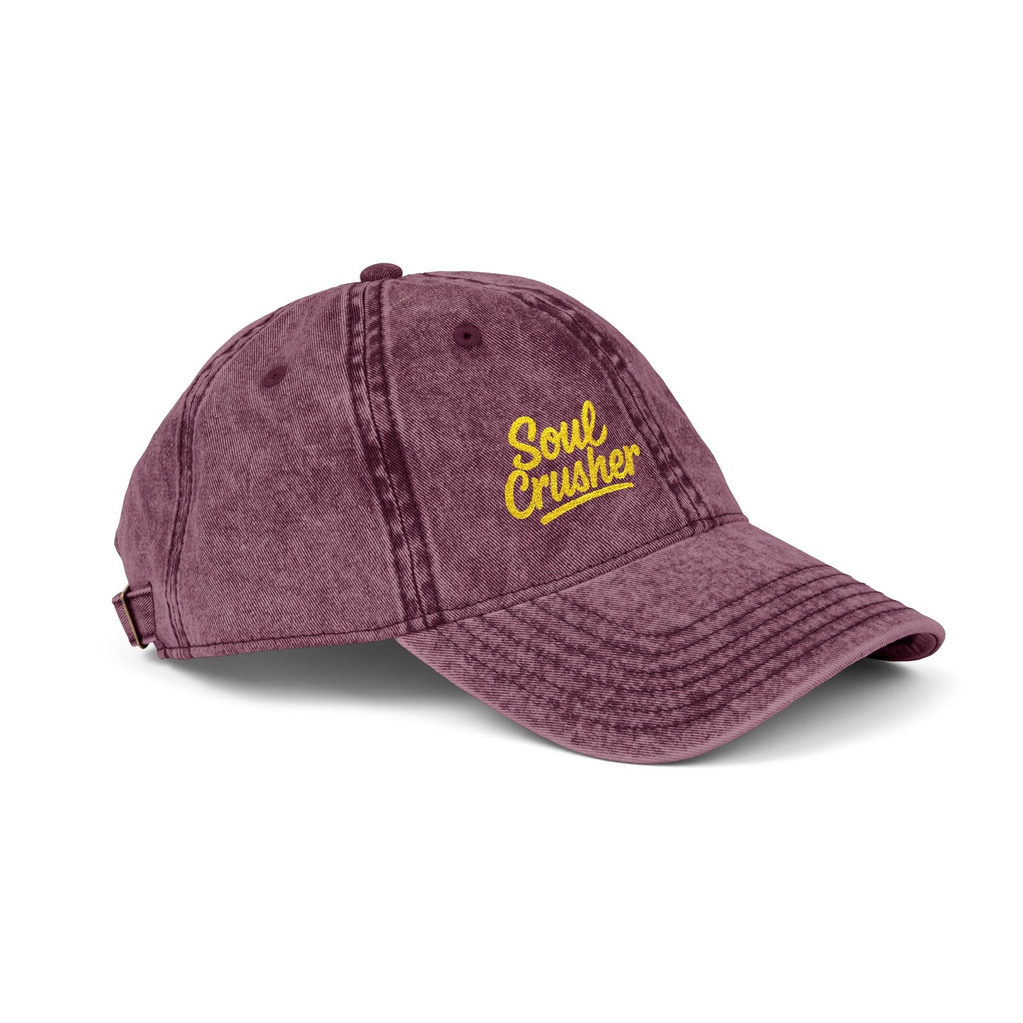 Soul Crusher Vintage Hat – Clean Script Hat with Bold Edge for Heartbreakers, Villains, and Power Moves