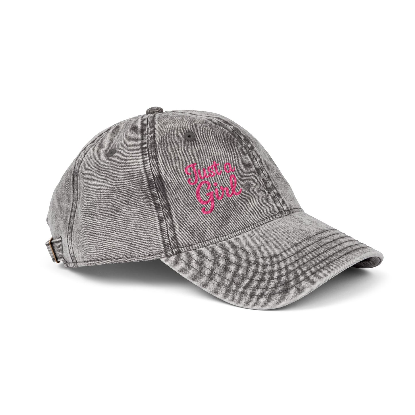 Just a Girl Vintage Hat – Minimalist Script Hat with Bold Feminine Energy and Classic Style
