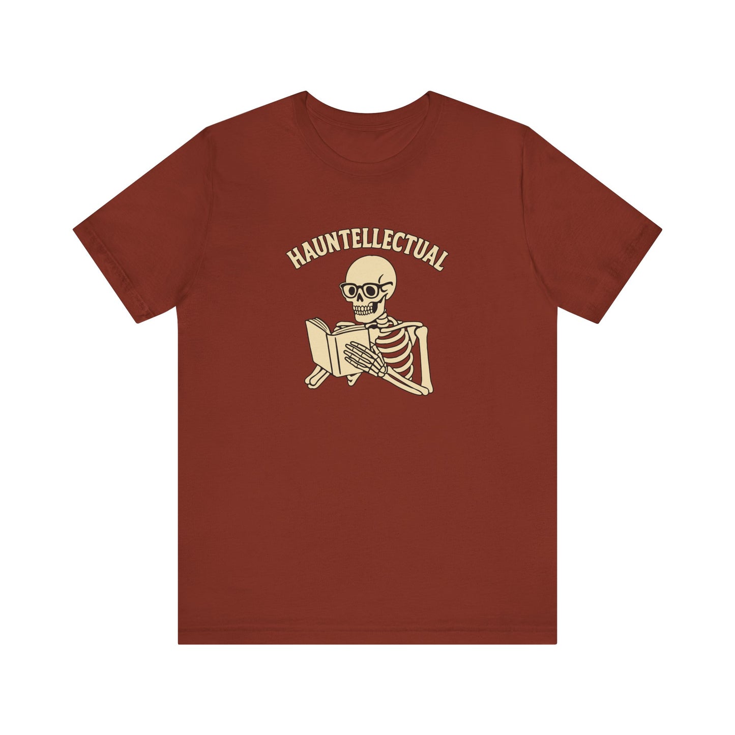 Hauntellectual Halloween Shirt – Funny Skeleton Reading Book Tee for Spooky Smart People