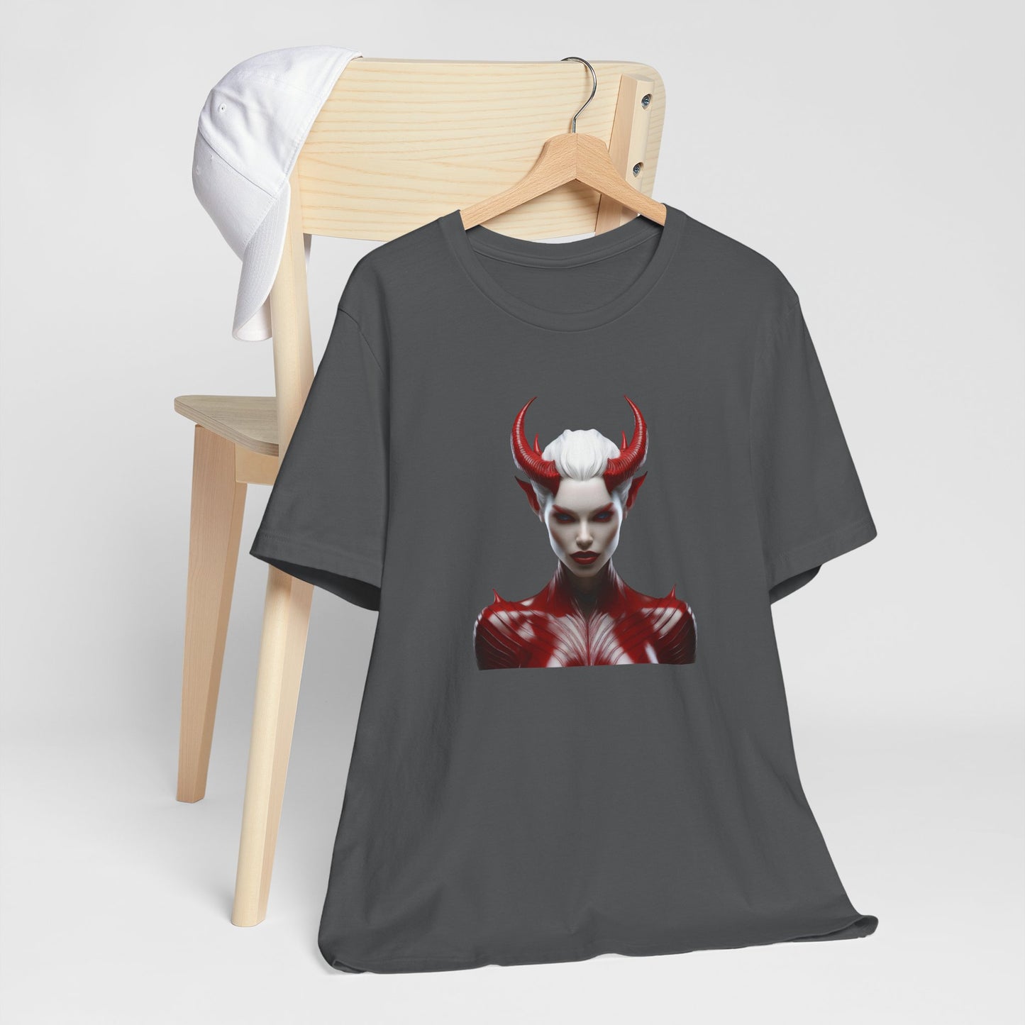 Fierce Devil Woman Halloween Shirt – Seductive Demon Graphic Tee for Bold Halloween Style