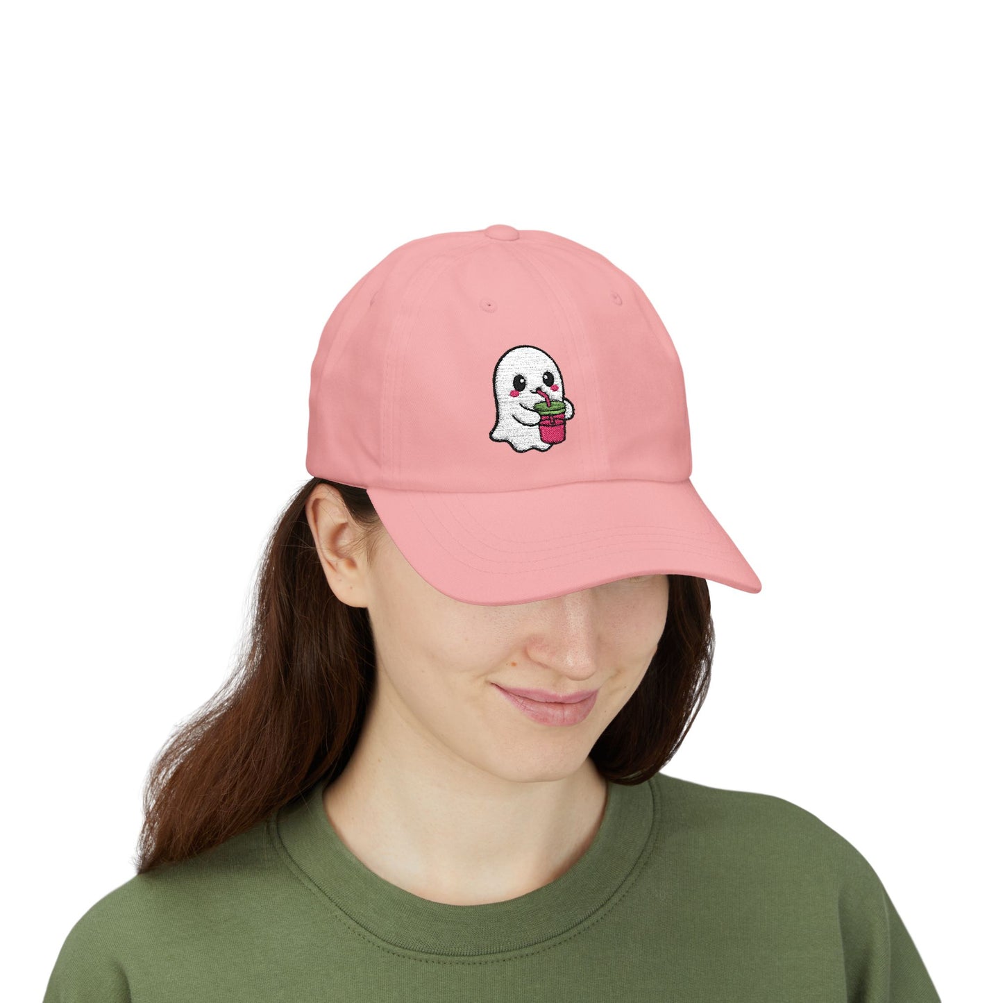Cute Ghost Classic Dad Hat – Embroidered Kawaii Ghost Drinking Hat for Halloween Vibes and Everyday Boo Energy