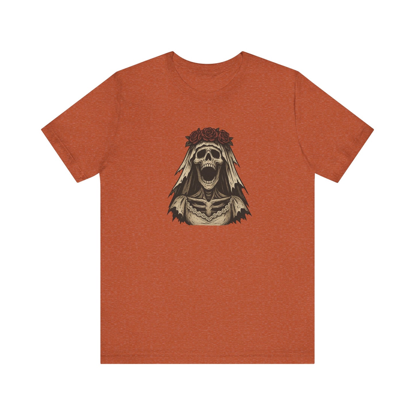 Screaming Skeleton Bride Halloween Shirt – Gothic Undead Bride Graphic Tee for Spooky Season Horror Fans