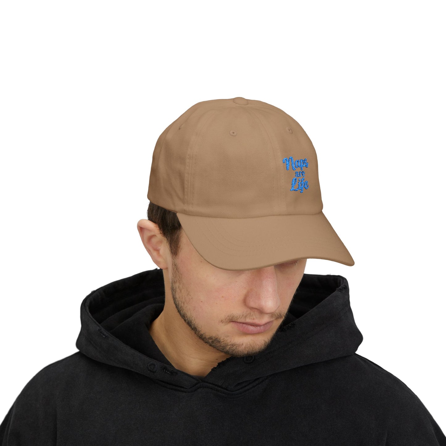 Naps Are Life Embroidered Classic Dad Hat – Cozy Comfort Hat for Nap Lovers, Rest Day Mood, and Chill Style. Blue Letters