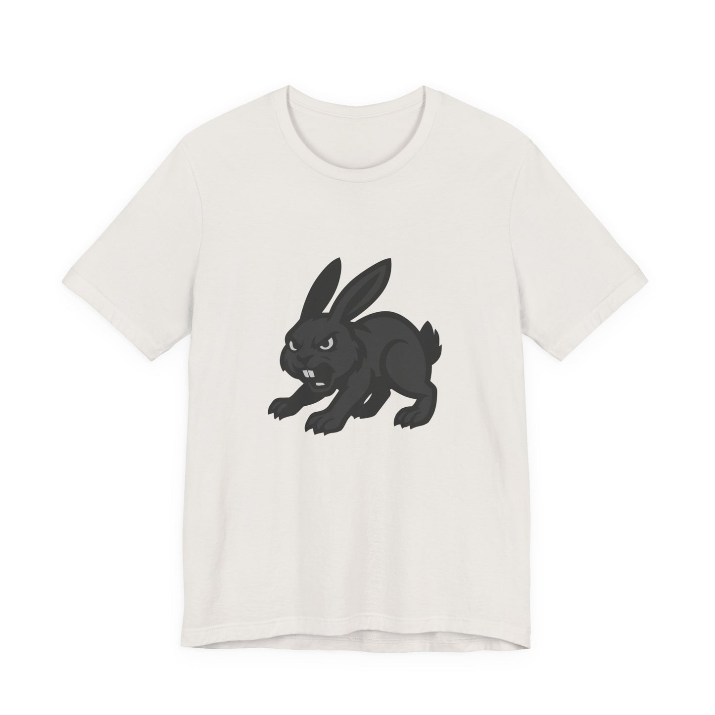 Angry Bunny Graphic T-Shirt – Fierce Black Rabbit Dark Theme Design on Dark Tee for Streetwear, Gym Style, or Bold Animal Aesthetic. Unisex Jersey Short Sleeve Tee