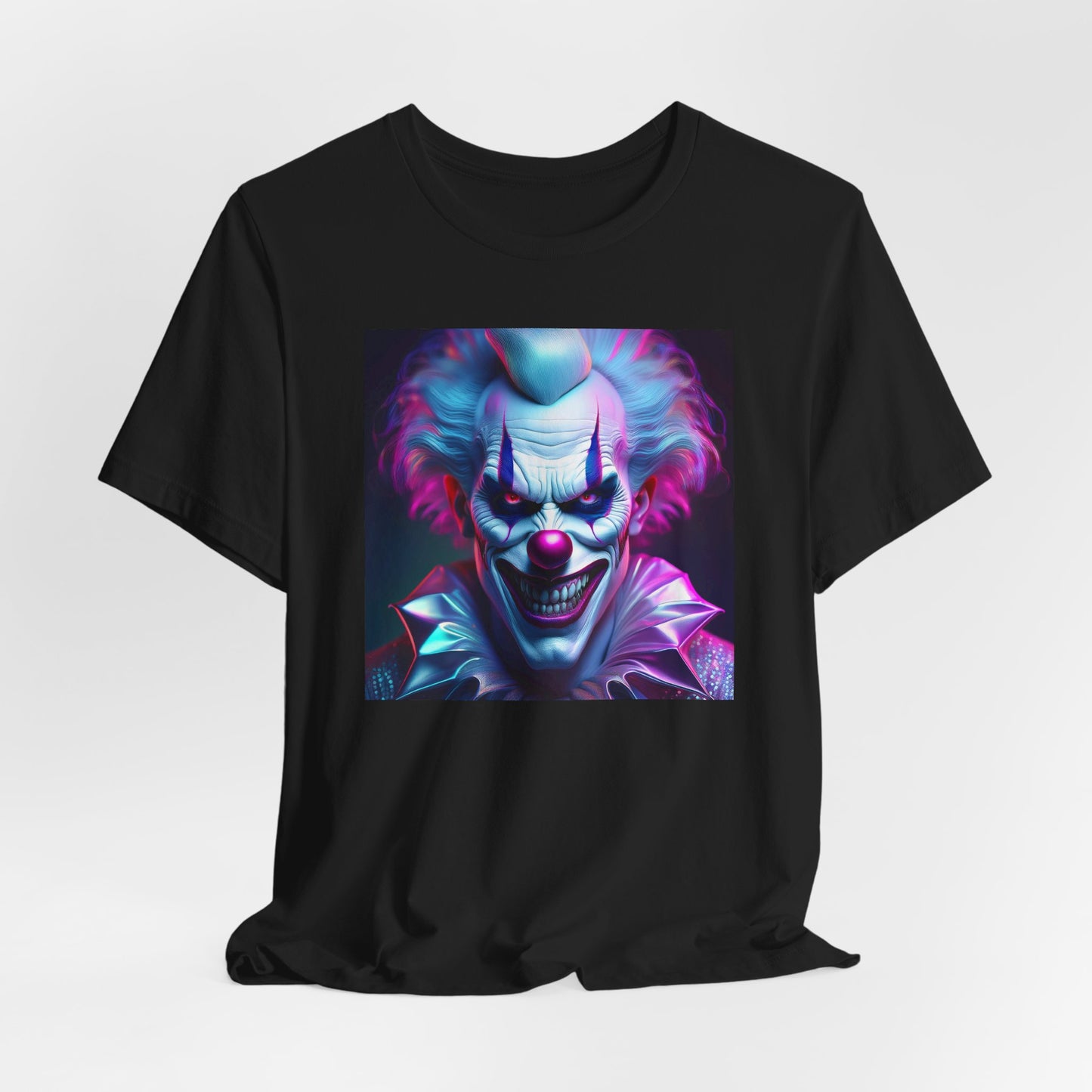 Scary Clown Halloween Shirt – Creepy Evil Clown Face Graphic Tee for Horror Fans. Unisex Jersey Short Sleeve Tee