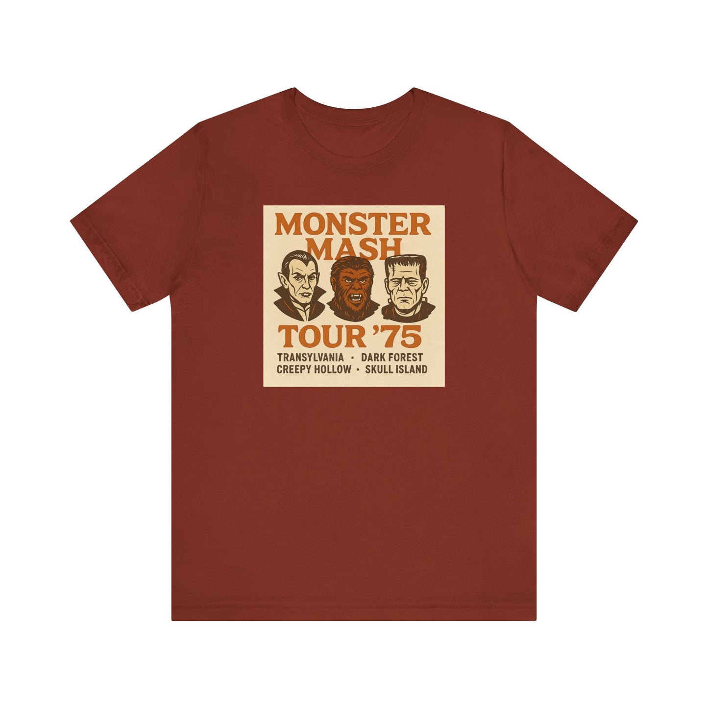 Monster Mash Tour '75 Halloween Shirt – Vintage Horror Band Tee Featuring Dracula, Wolfman, Frankenstein