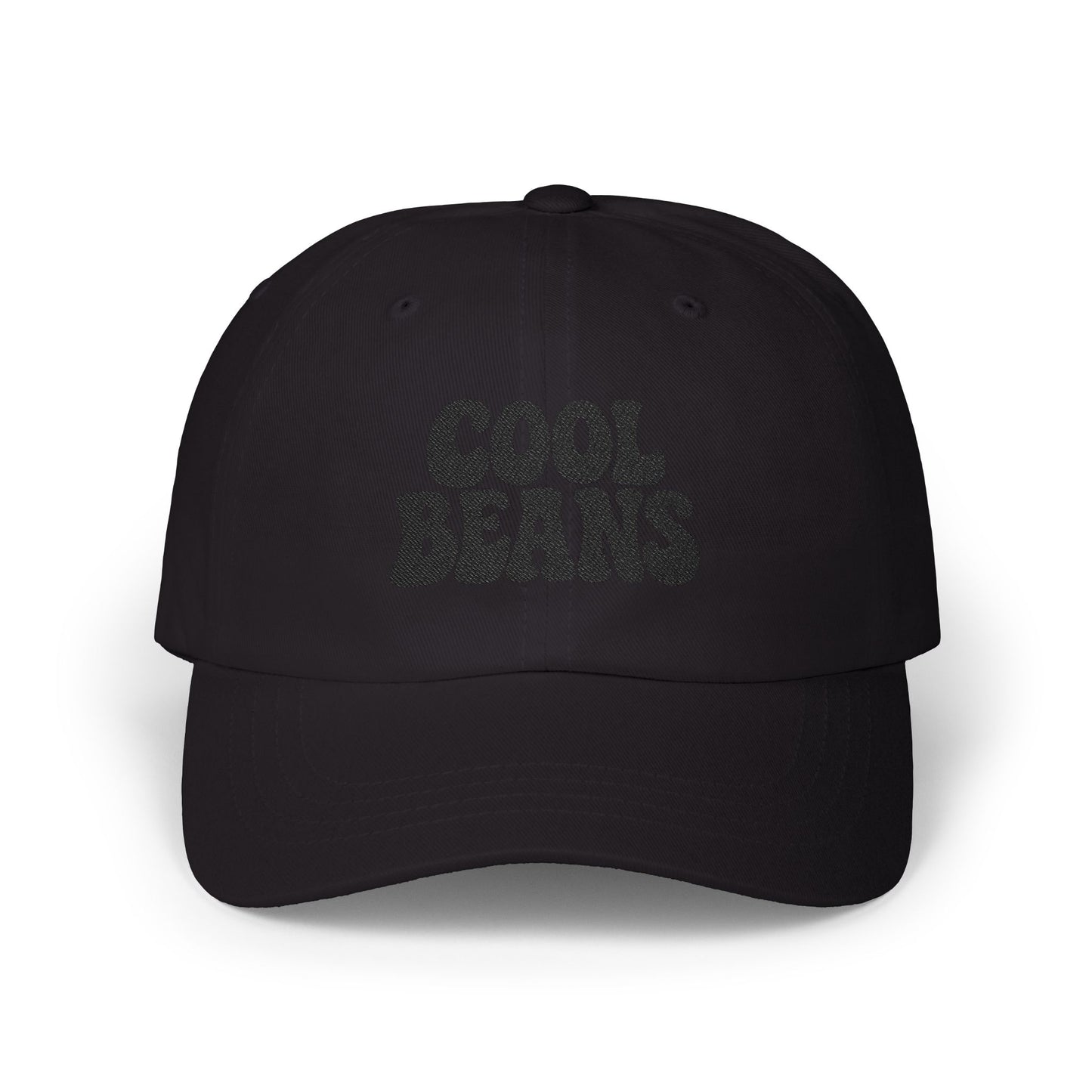 Cool Beans Classic Dad Hat – Embroidered Minimalist Text Hat for Chill Vibes and Quiet Comedy Fans. Black Letters