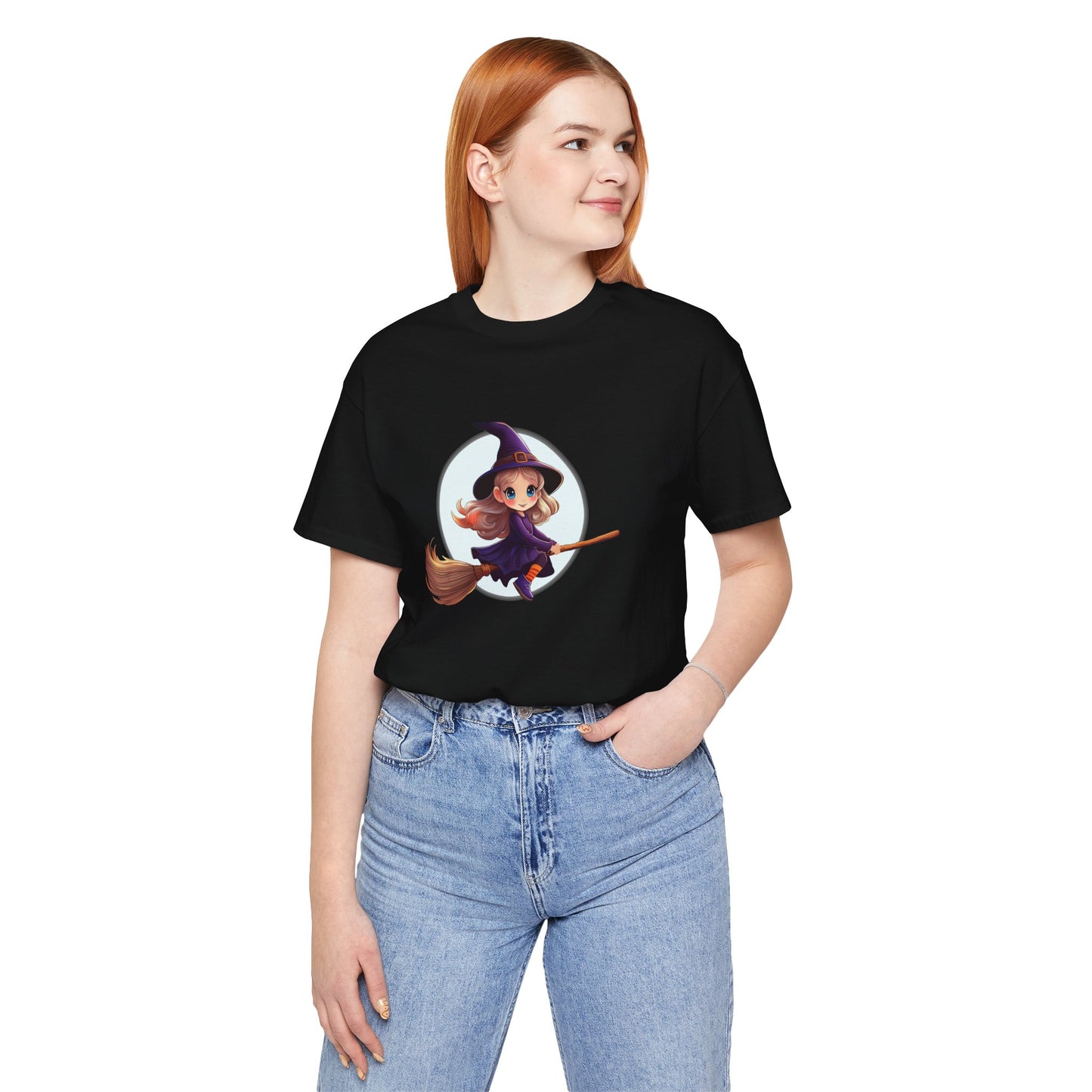 Cute Witch on a Broom Halloween Shirt – Adorable Flying Witch Graphic Tee for Kids and Magic Lovers