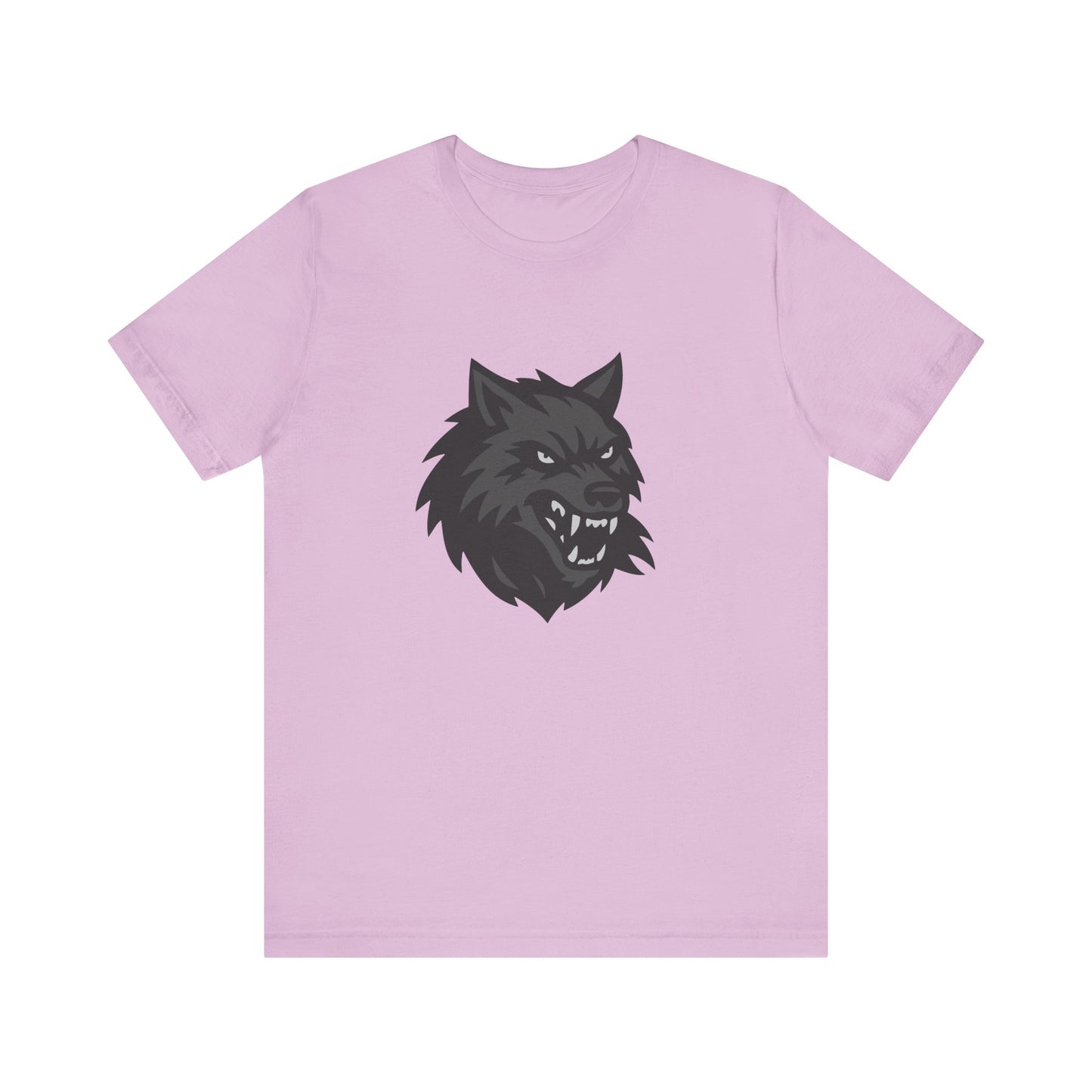 Dark Theme Wolf Head Shirt – Fierce Growling Wolf Face Graphic in Black and Grey for Bold, Edgy Style. Unisex Jersey Short Sleeve Tee