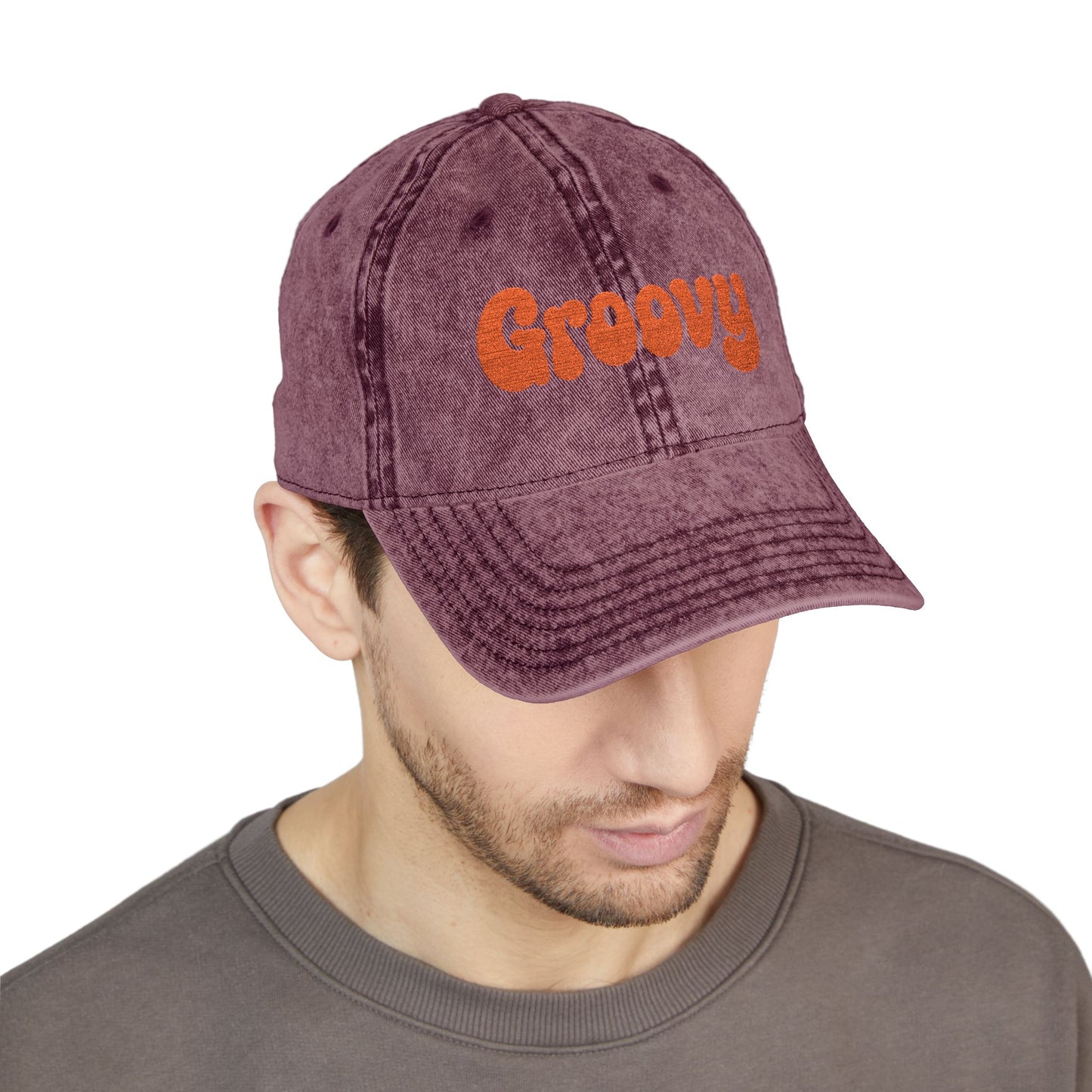 Groovy Vintage Hat – Retro Embroidered Hat with 70s Style Font for Funky Vibes, Chill Days, and Vintage Cool