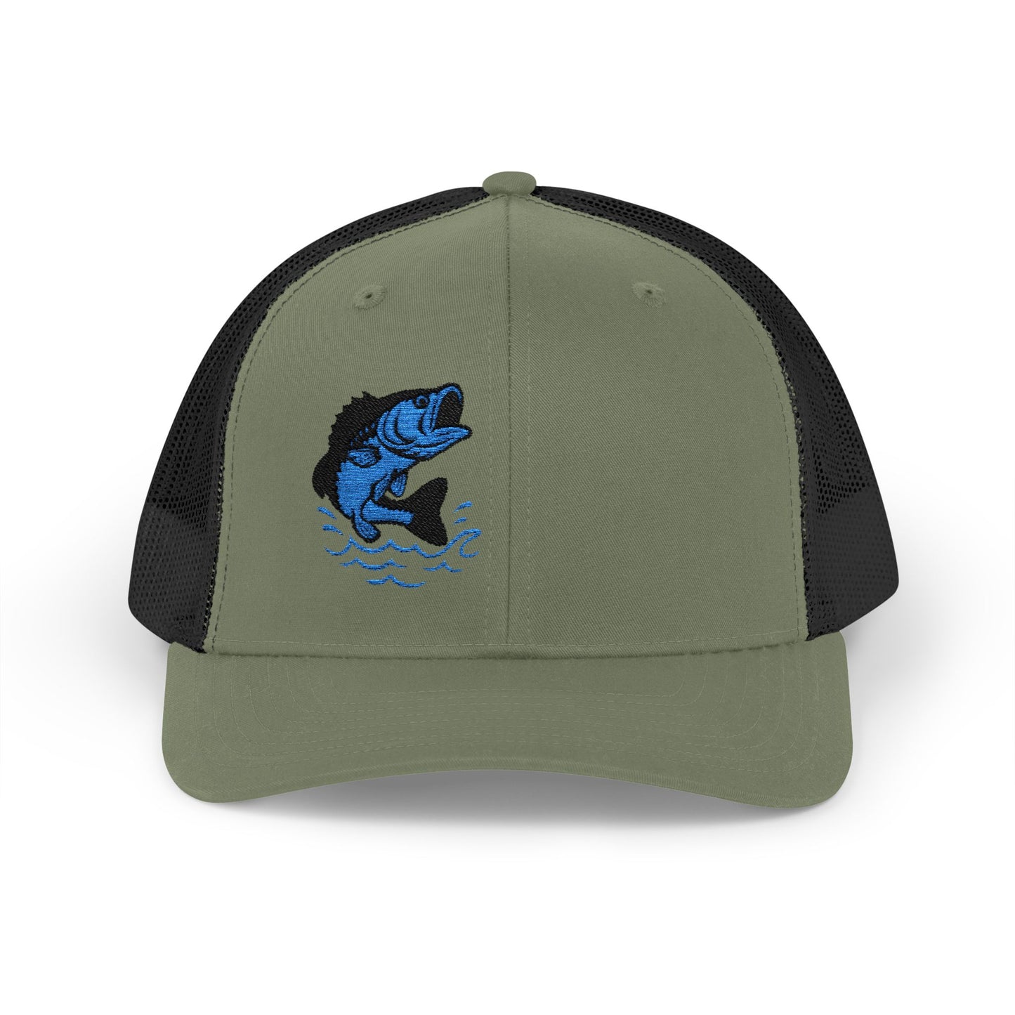 Jumping Fish Trucker Hat – Embroidered Blue Fishing Hat for Anglers, Lake Days, and Outdoor Style