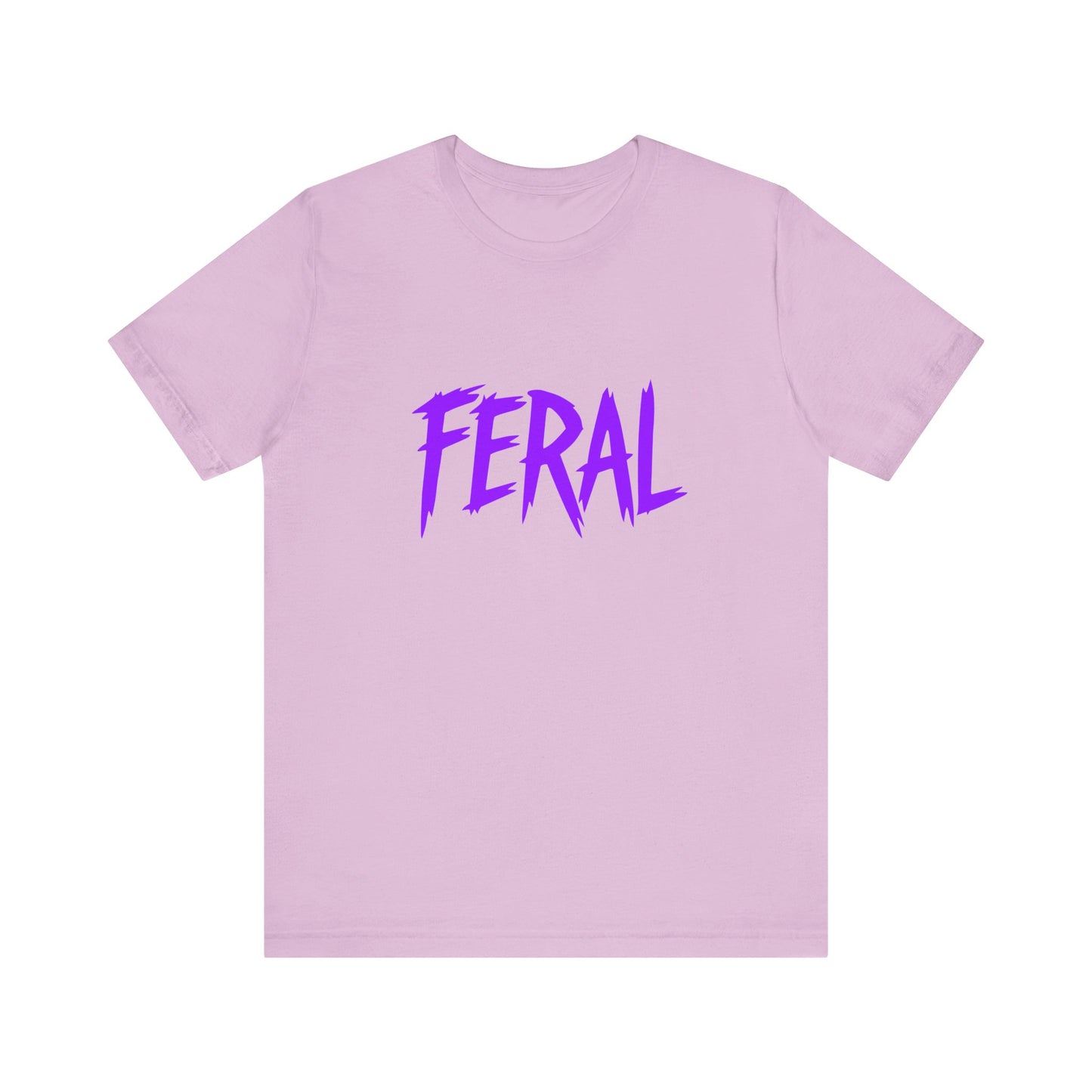 Colorful Design FERAL Shirt – Bold Purple Graphic Tee for Untamed Women Who Embrace Their Wild Side. Unisex Jersey Short Sleeve Tee
