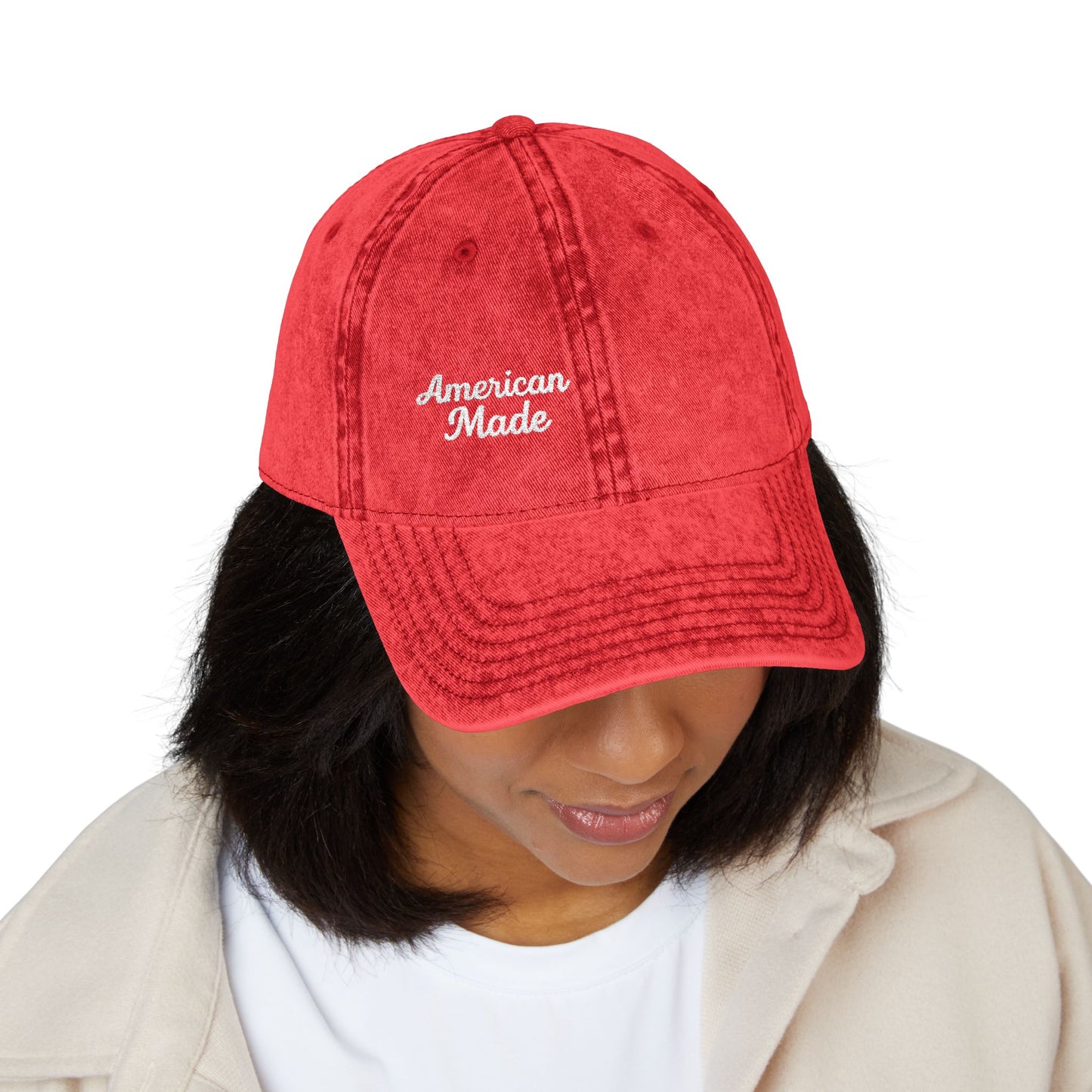 American Made Vintage Hat – Embroidered Patriotic Hat with Retro Script for USA Pride and Everyday Freedom