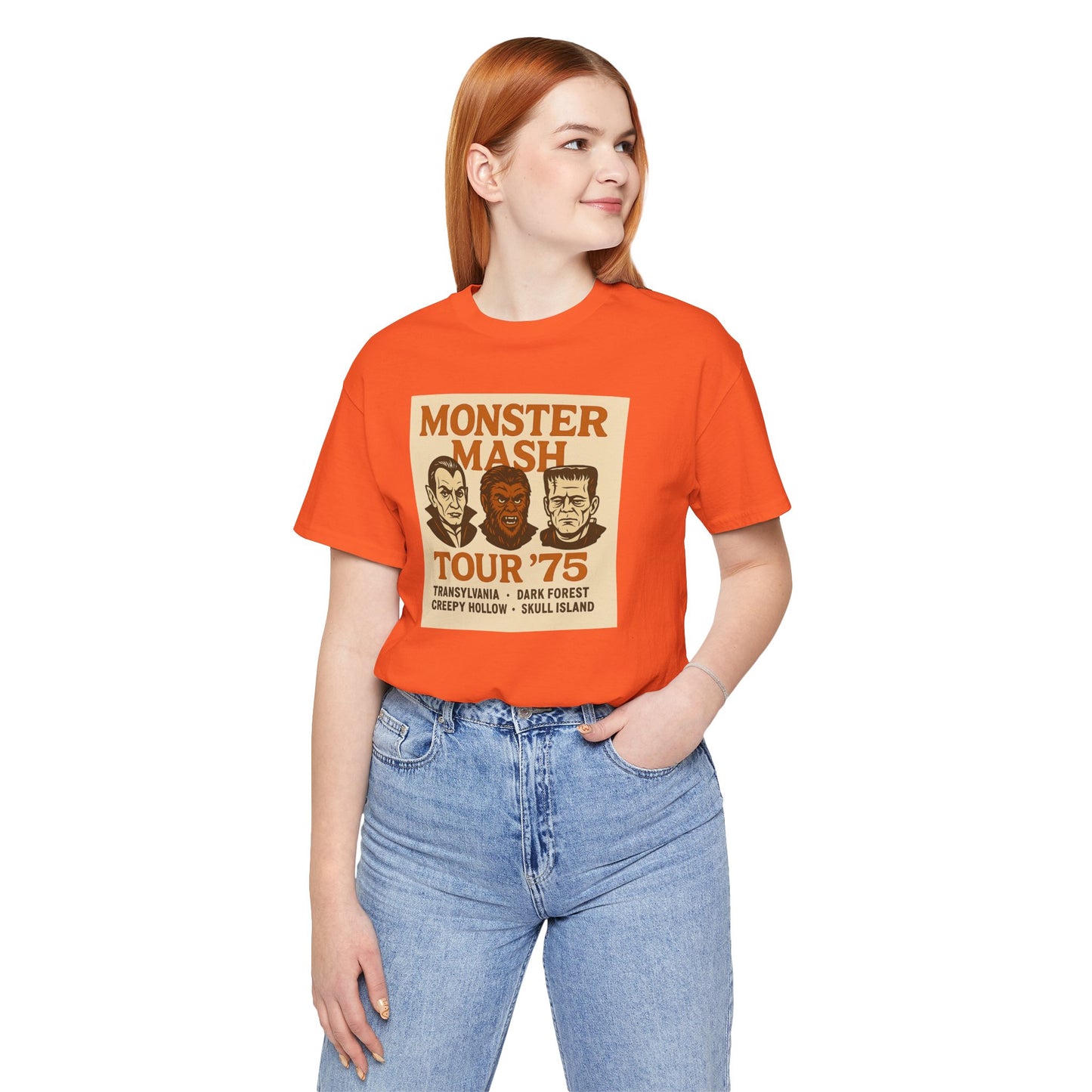 Monster Mash Tour '75 Halloween Shirt – Vintage Horror Band Tee Featuring Dracula, Wolfman, Frankenstein