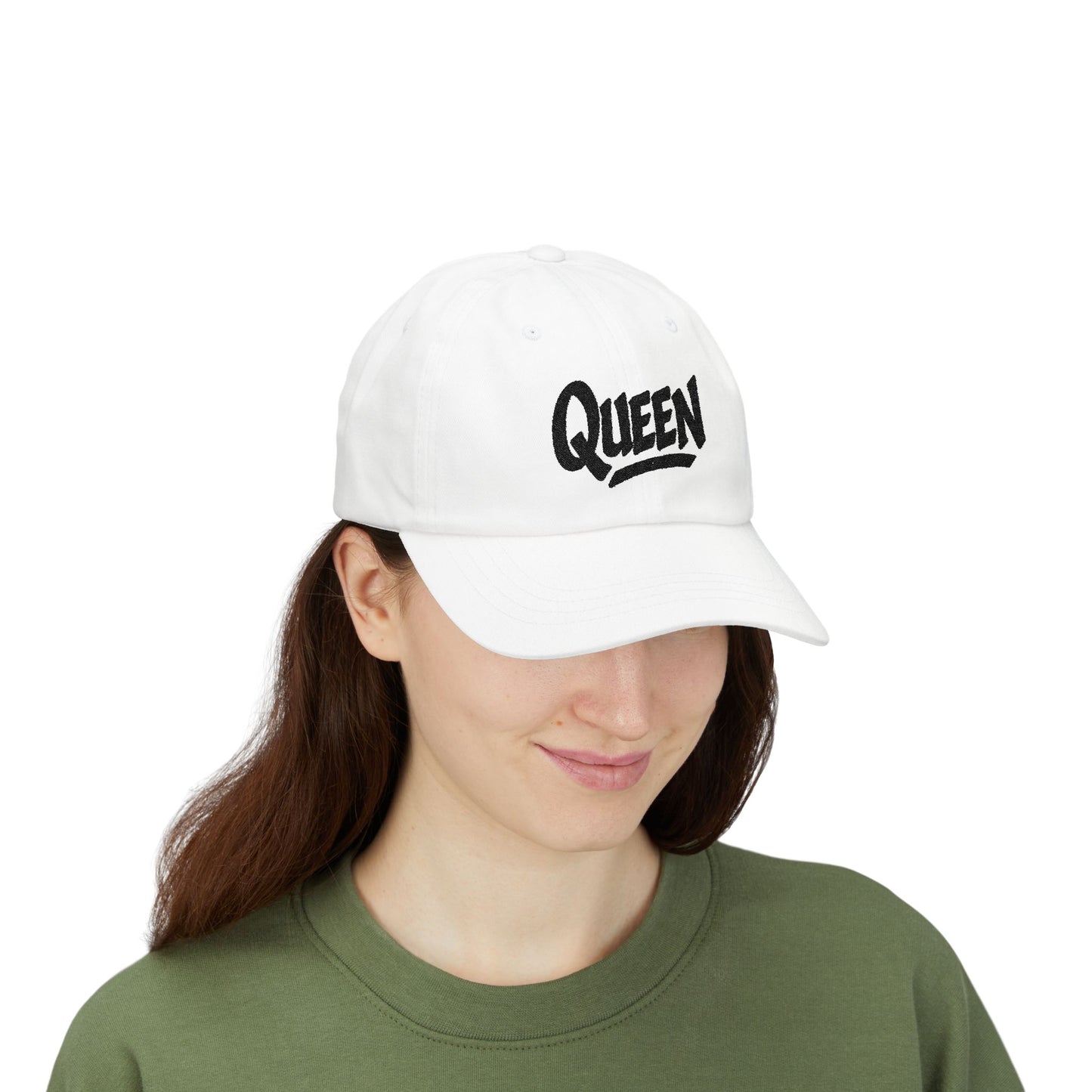 Queen Embroidered Classic Dad Hat – Bold Crown-Inspired Design for Queens Who Rule, Empowerment Style for Everyday Royalty. Black Letters