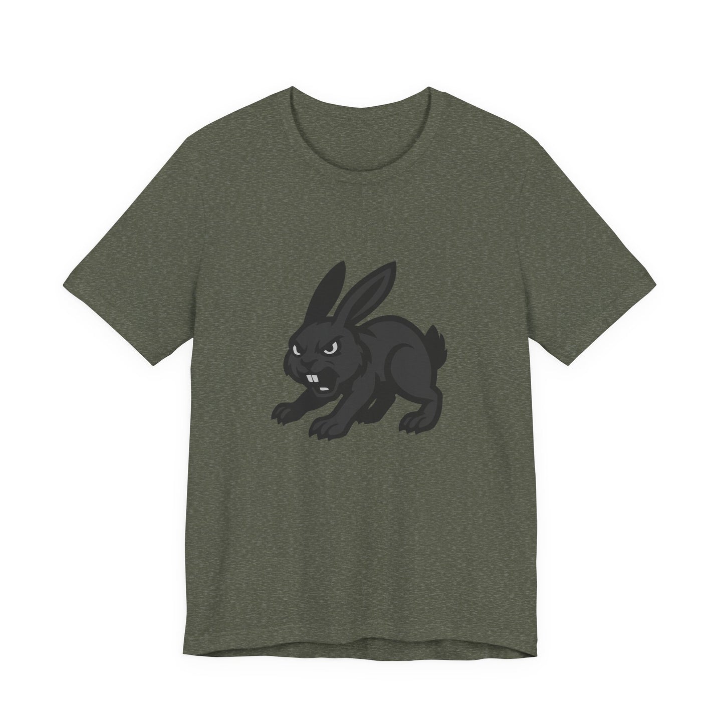 Angry Bunny Graphic T-Shirt – Fierce Black Rabbit Dark Theme Design on Dark Tee for Streetwear, Gym Style, or Bold Animal Aesthetic. Unisex Jersey Short Sleeve Tee