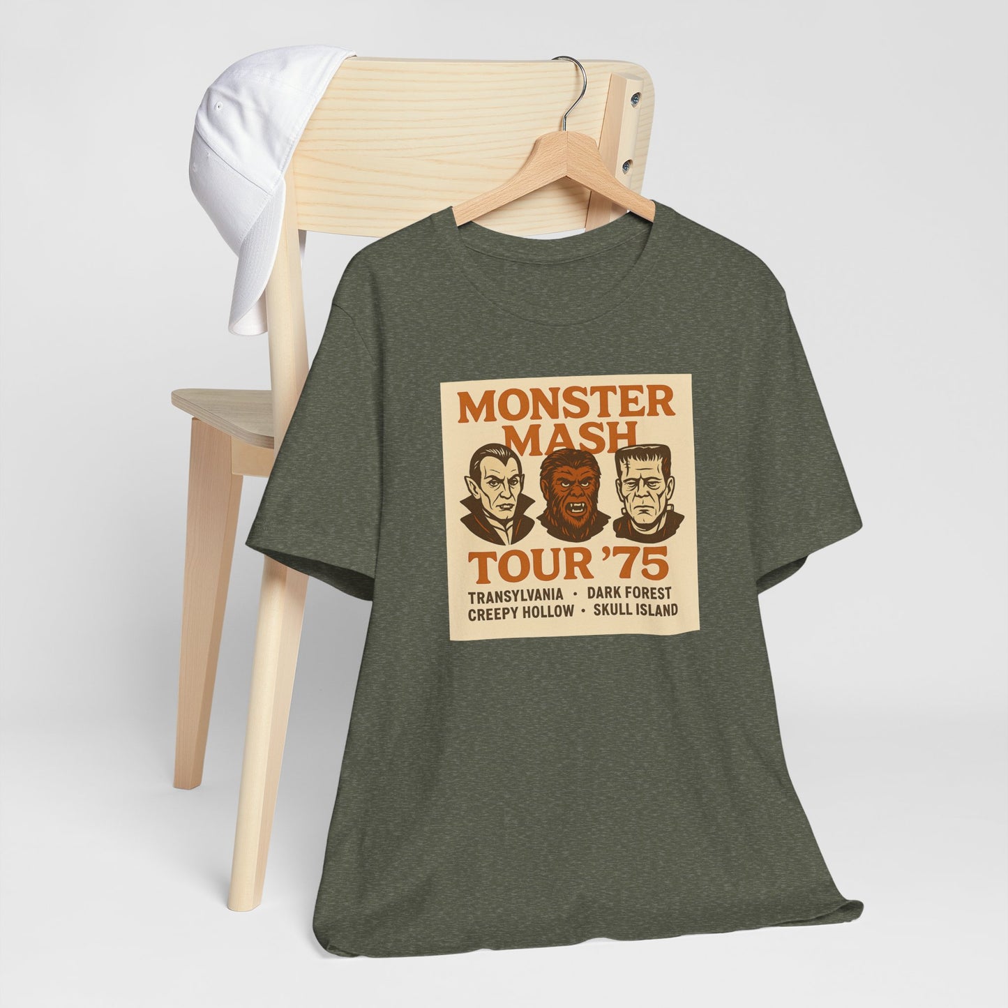Monster Mash Tour '75 Halloween Shirt – Vintage Horror Band Tee Featuring Dracula, Wolfman, Frankenstein