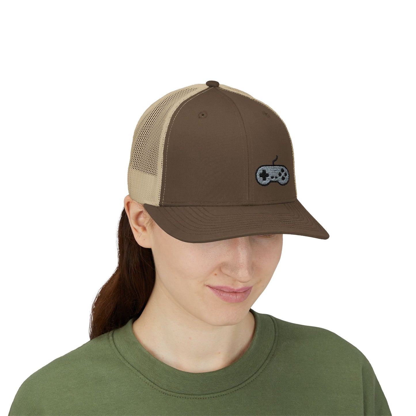Retro Game Controller Trucker Hat – Embroidered Gamer Hat for Vintage Video Game Lovers and 90s Nostalgia