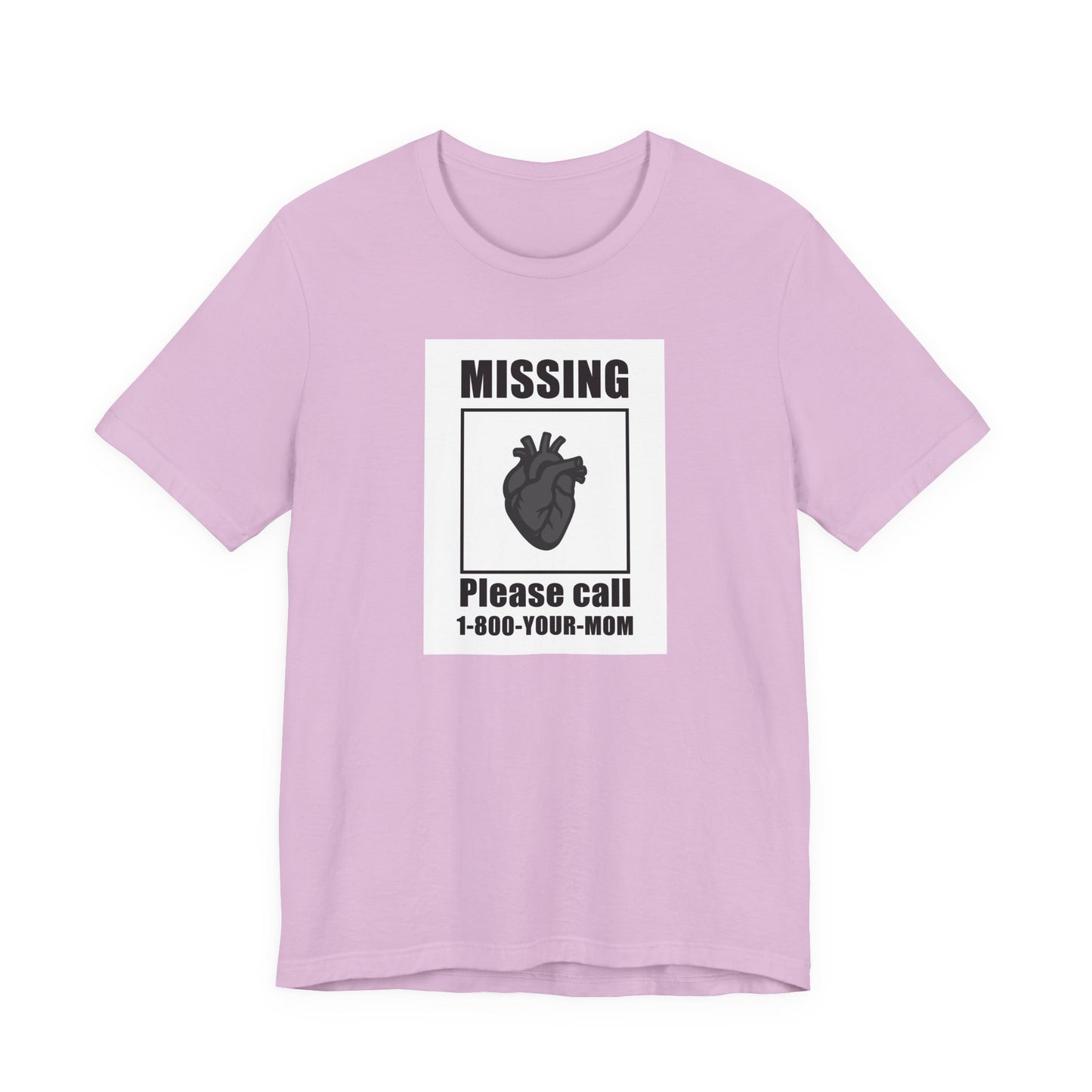 Missing Heart Poster Shirt Dark Theme Design Featuring Anatomical Heart and Funny Phone Number. Unisex Jersey Short Sleeve Tee