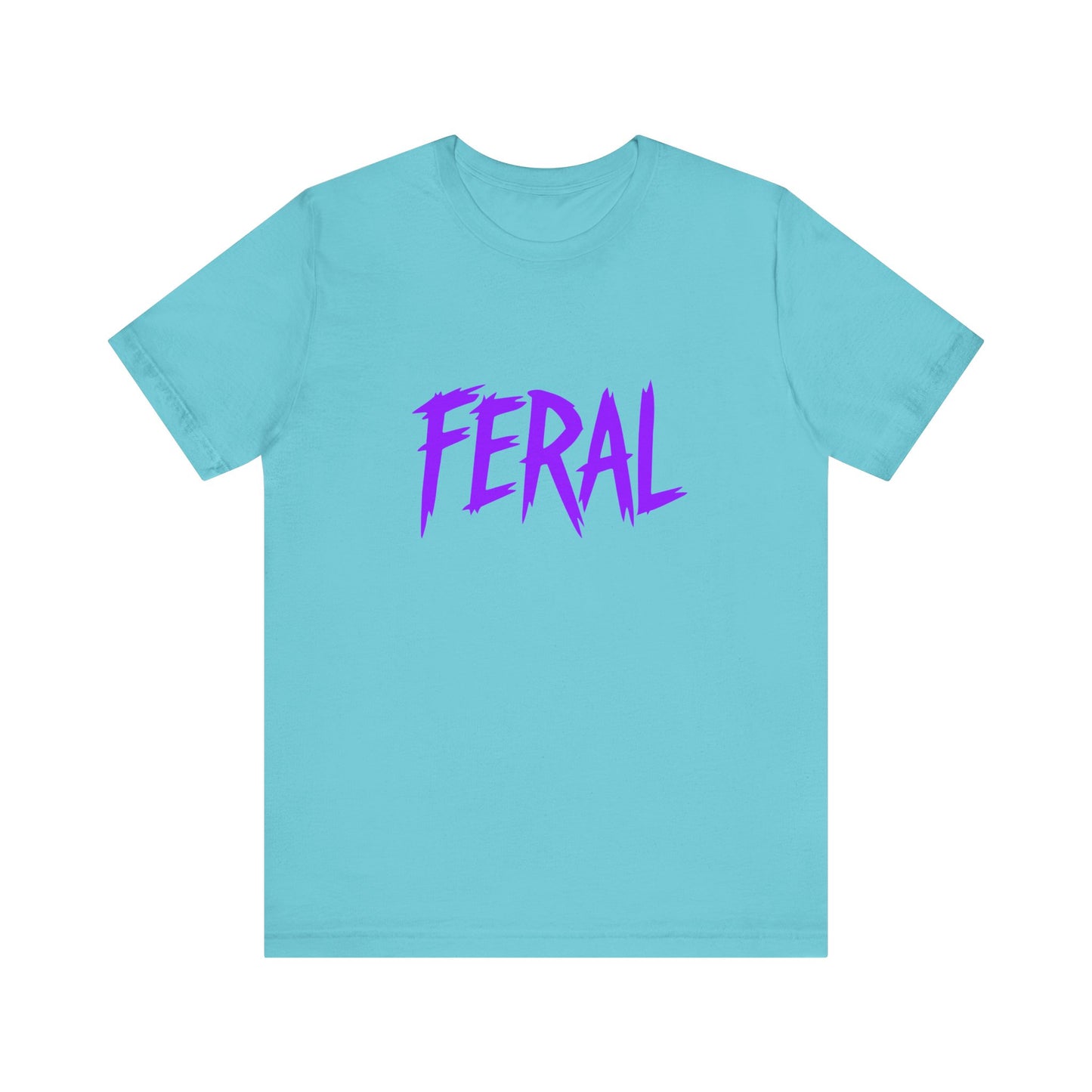 Colorful Design FERAL Shirt – Bold Purple Graphic Tee for Untamed Women Who Embrace Their Wild Side. Unisex Jersey Short Sleeve Tee