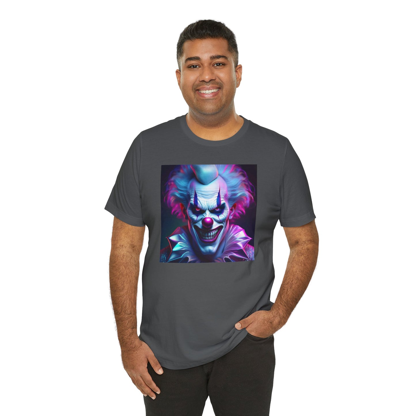 Scary Clown Halloween Shirt – Creepy Evil Clown Face Graphic Tee for Horror Fans. Unisex Jersey Short Sleeve Tee