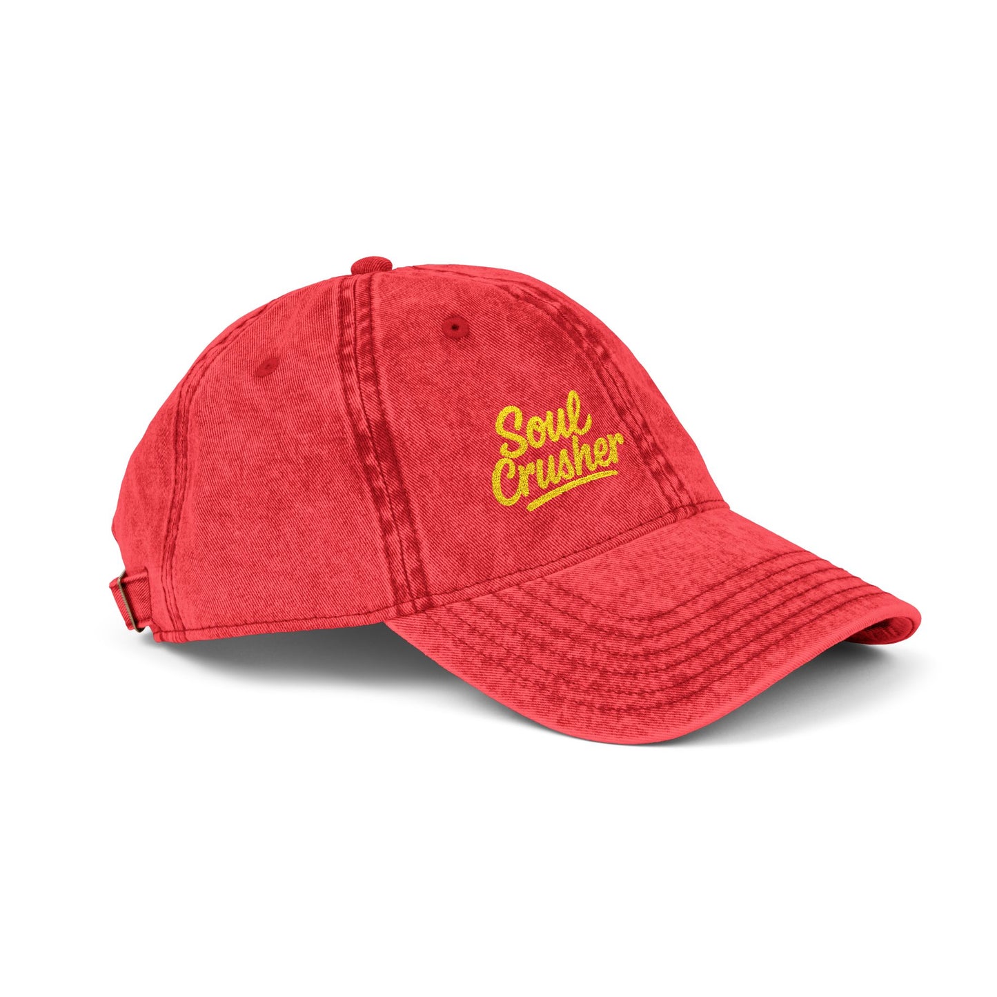 Soul Crusher Vintage Hat – Clean Script Hat with Bold Edge for Heartbreakers, Villains, and Power Moves