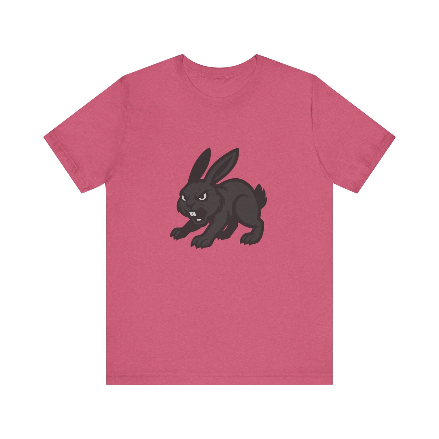 Angry Bunny Graphic T-Shirt – Fierce Black Rabbit Dark Theme Design on Dark Tee for Streetwear, Gym Style, or Bold Animal Aesthetic. Unisex Jersey Short Sleeve Tee