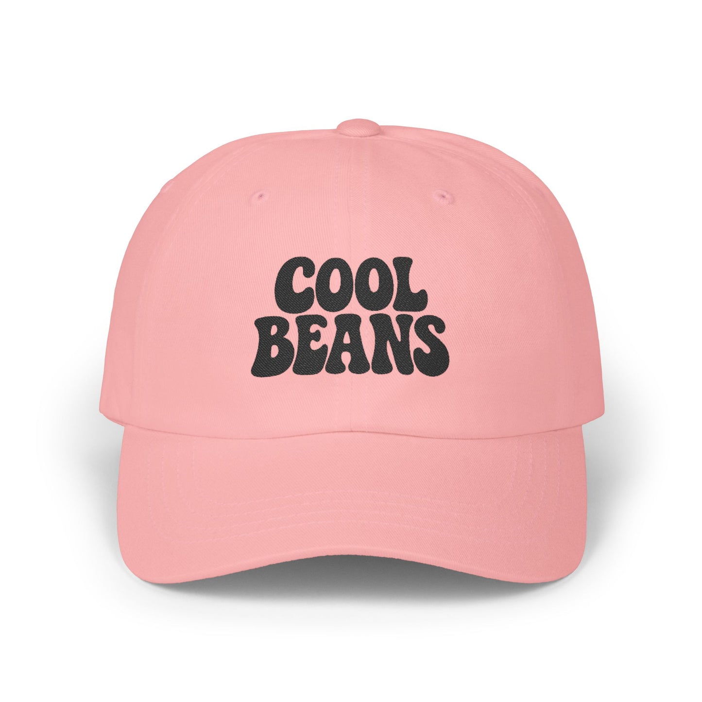 Cool Beans Classic Dad Hat – Embroidered Minimalist Text Hat for Chill Vibes and Quiet Comedy Fans. Black Letters