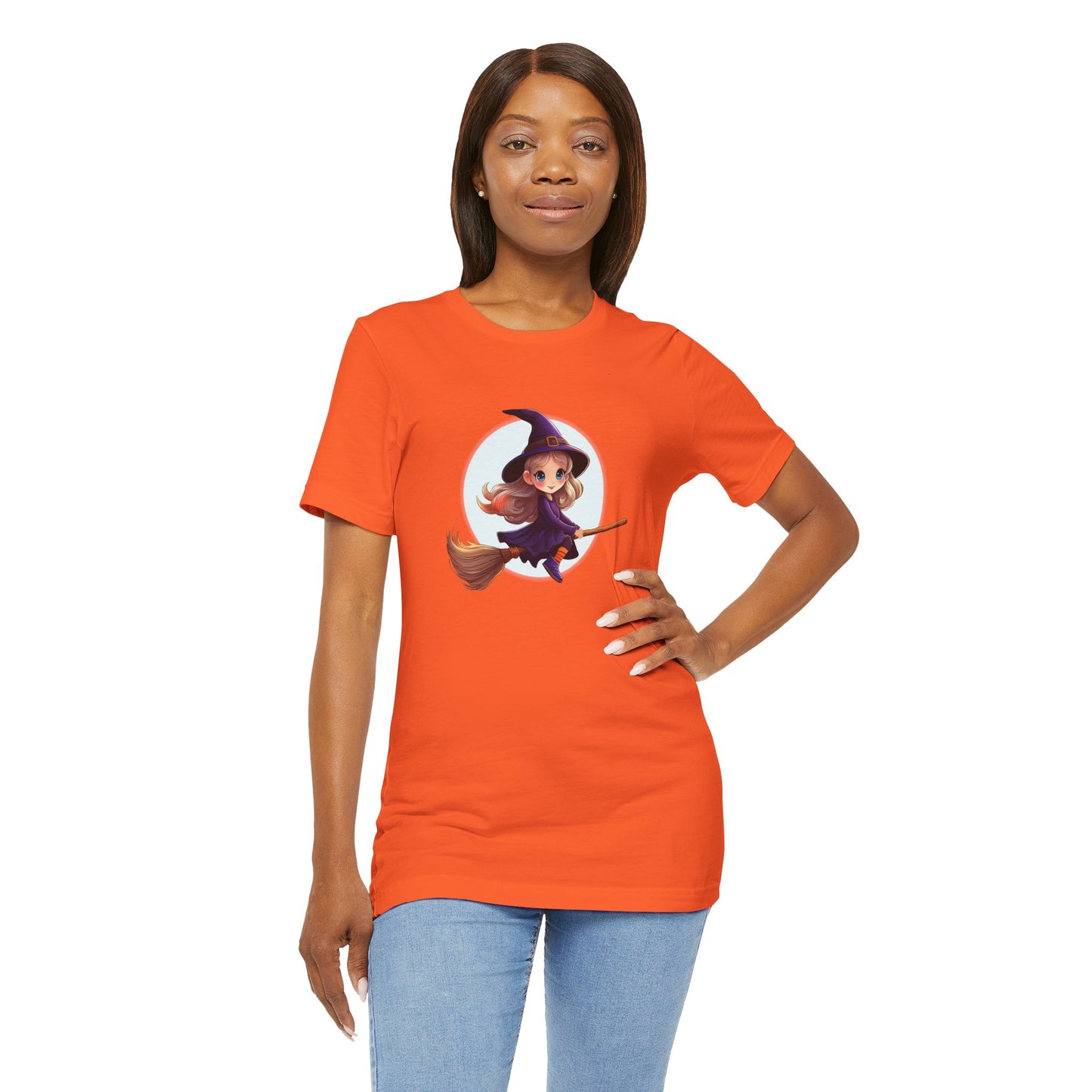 Cute Witch on a Broom Halloween Shirt – Adorable Flying Witch Graphic Tee for Kids and Magic Lovers