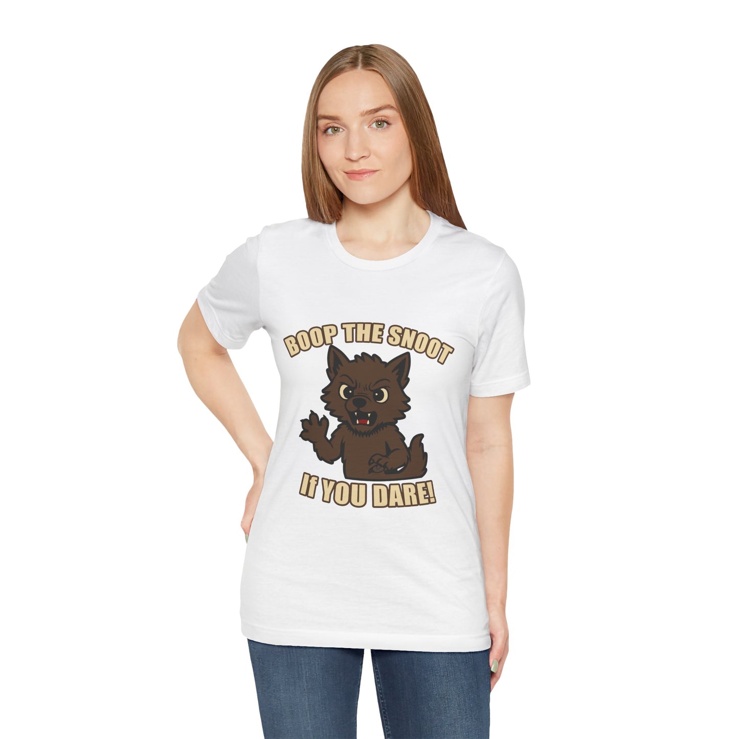 Boop the Snoot If You Dare Halloween Shirt – Funny Werewolf Halloween Graphic Unisex Jersey Short Sleeve Tee for Dog Lovers.
