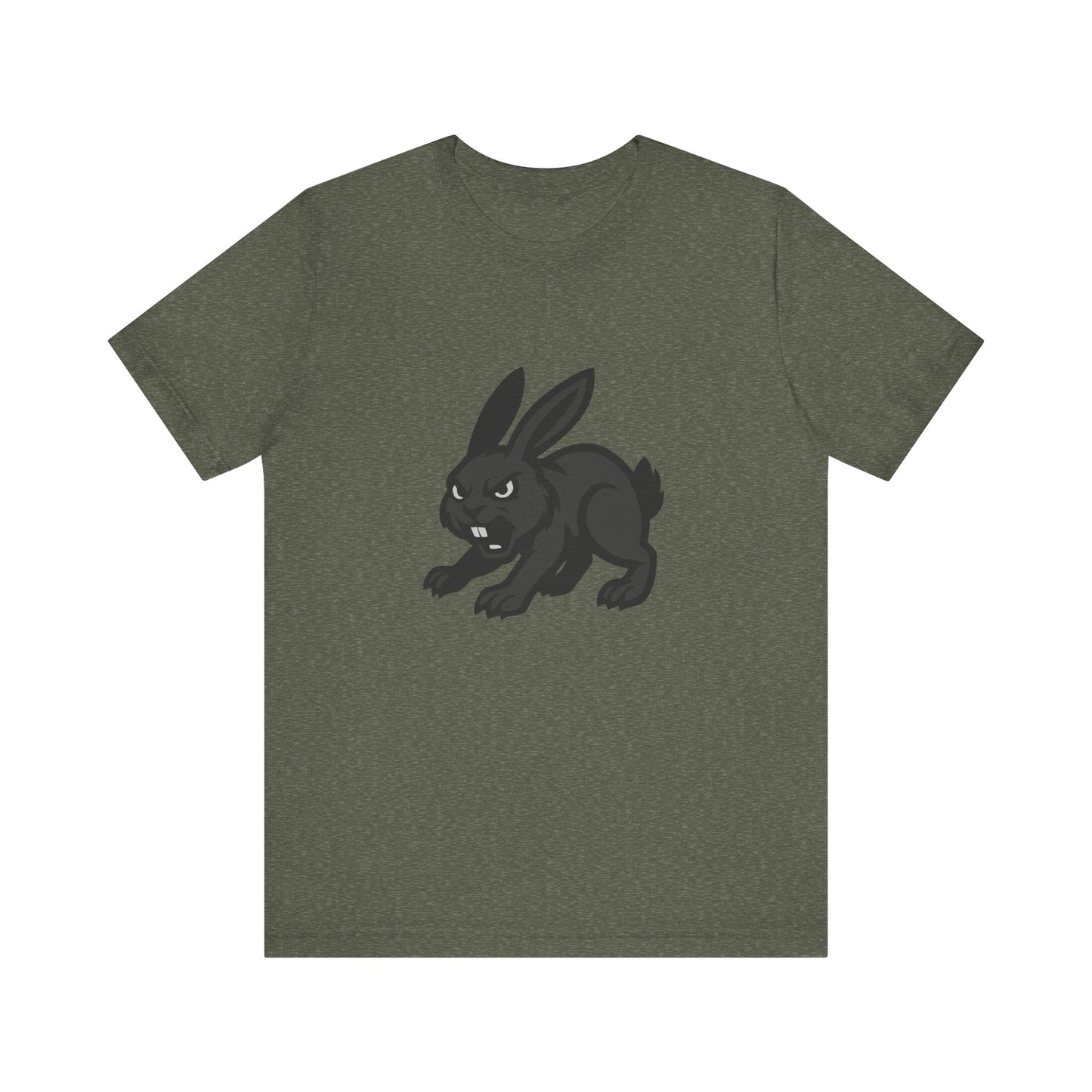 Angry Bunny Graphic T-Shirt – Fierce Black Rabbit Dark Theme Design on Dark Tee for Streetwear, Gym Style, or Bold Animal Aesthetic. Unisex Jersey Short Sleeve Tee