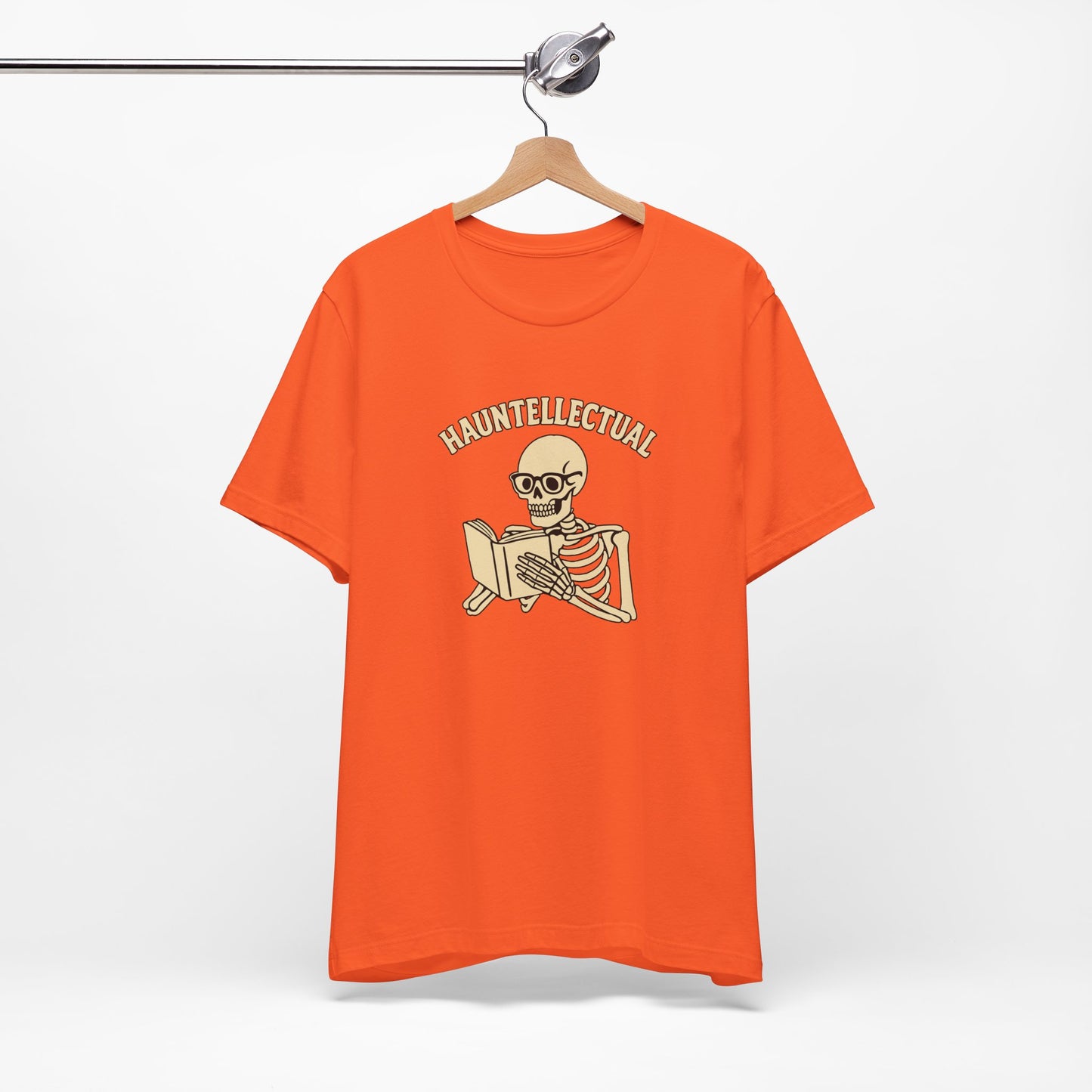 Hauntellectual Halloween Shirt – Funny Skeleton Reading Book Tee for Spooky Smart People