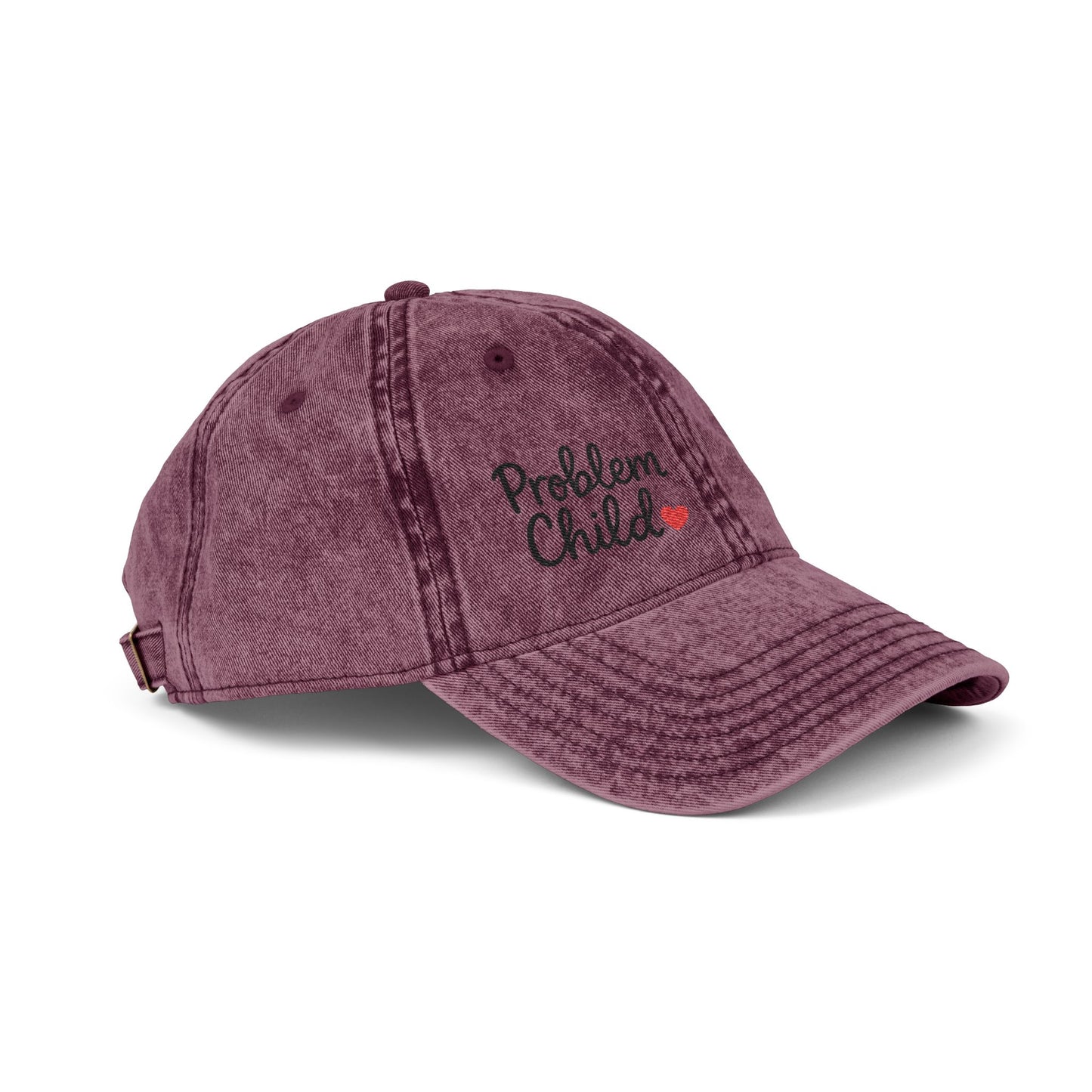 Problem Child Vintage Hat – Bold Script Hat with Red Heart for the Unruly and Unapologetic