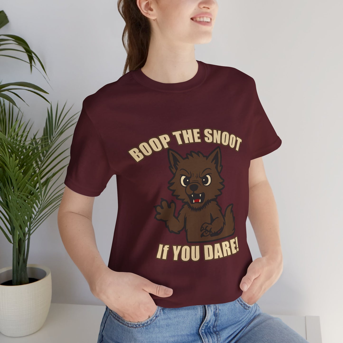 Boop the Snoot If You Dare Halloween Shirt – Funny Werewolf Halloween Graphic Unisex Jersey Short Sleeve Tee for Dog Lovers.