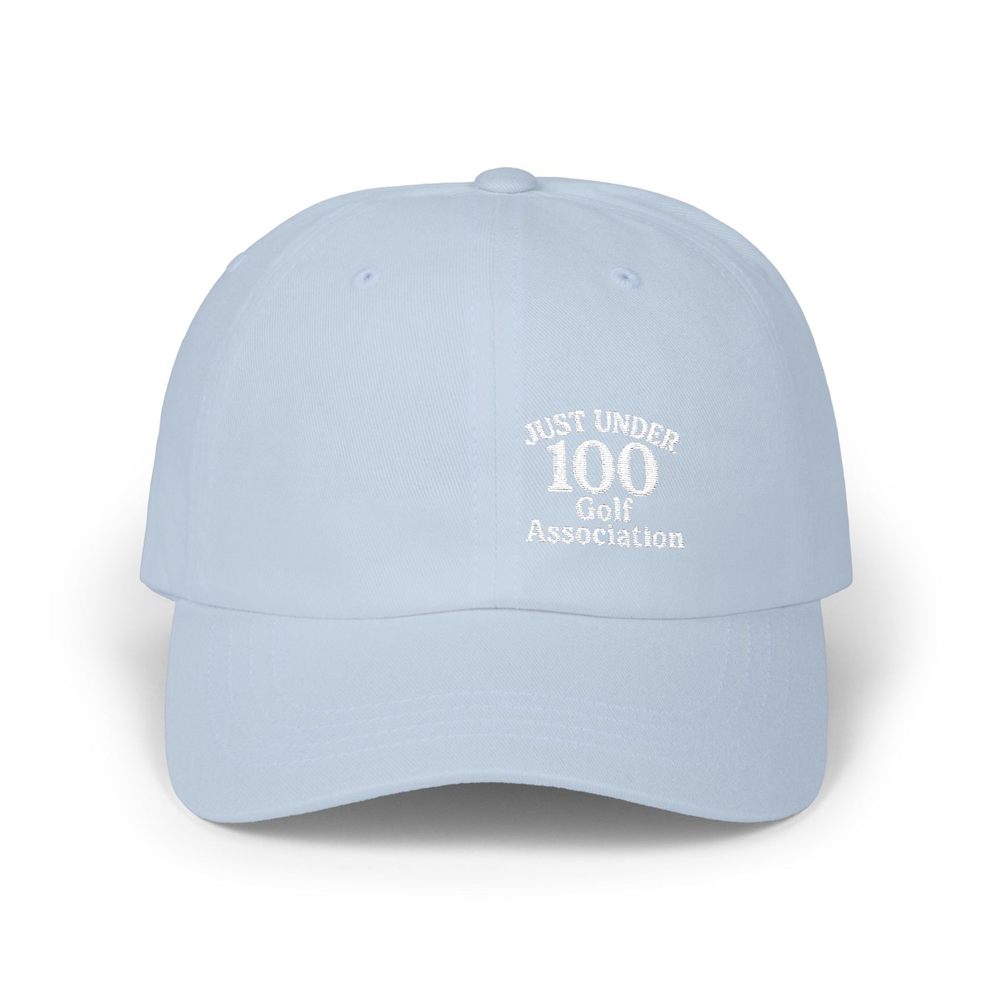 Just Under 100 Golf Classic Dad Hat – Embroidered Funny Golf Hat for Weekend Golfers and Casual Fairway Vibes. White Letters
