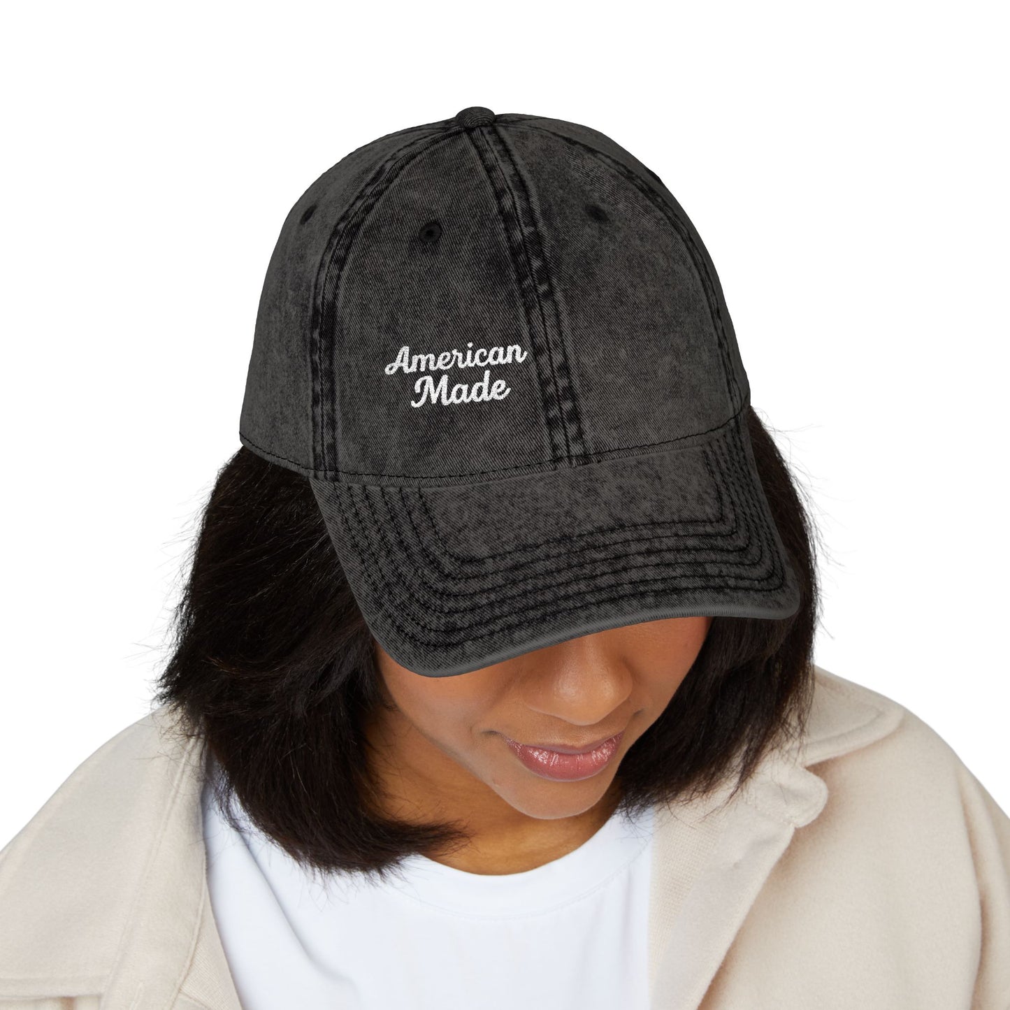 American Made Vintage Hat – Embroidered Patriotic Hat with Retro Script for USA Pride and Everyday Freedom