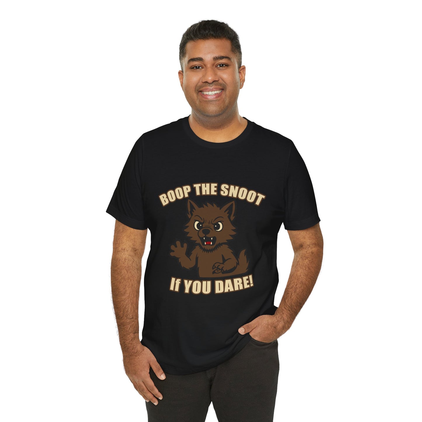Boop the Snoot If You Dare Halloween Shirt – Funny Werewolf Halloween Graphic Unisex Jersey Short Sleeve Tee for Dog Lovers.