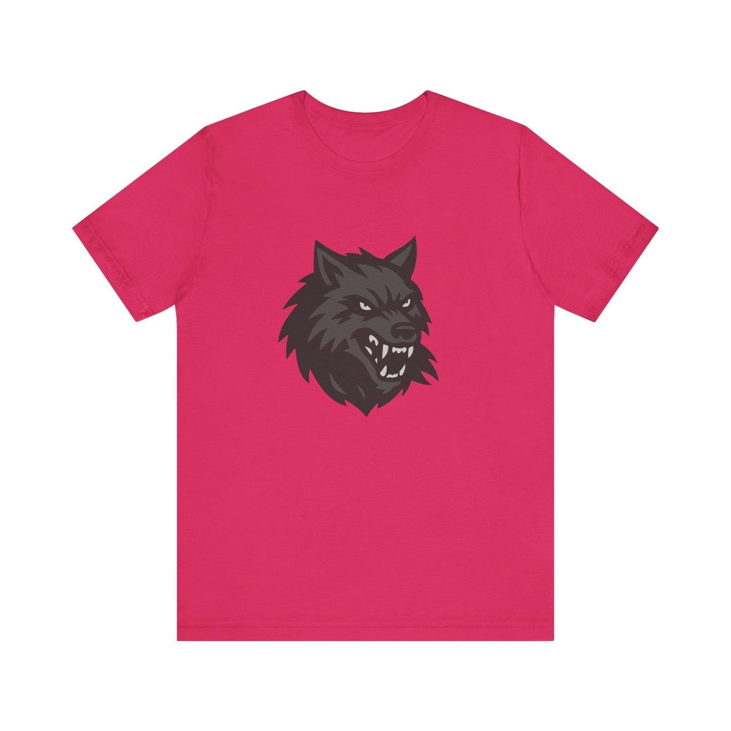 Dark Theme Wolf Head Shirt – Fierce Growling Wolf Face Graphic in Black and Grey for Bold, Edgy Style. Unisex Jersey Short Sleeve Tee