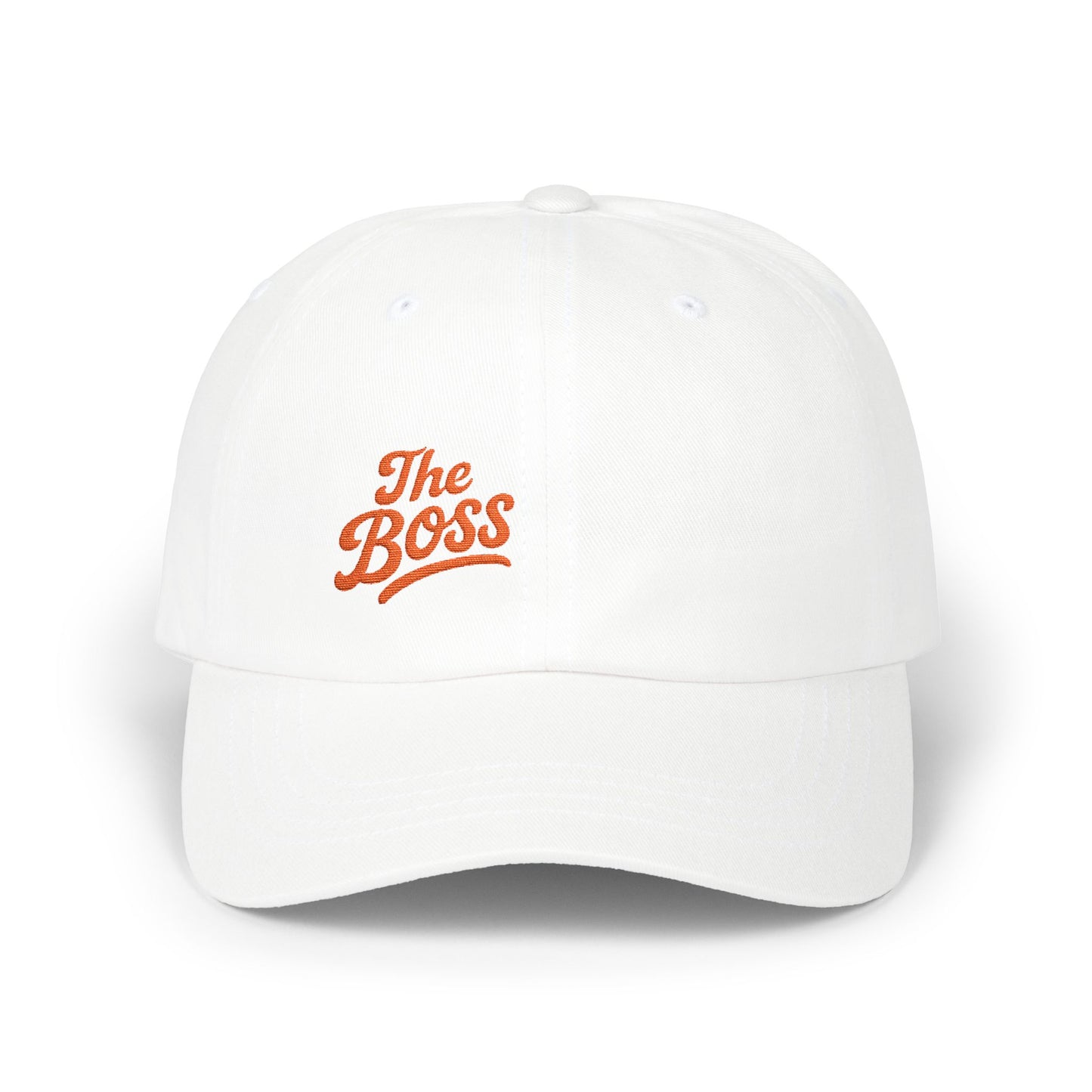 The Boss Classic Dad Hat – Embroidered Funny Statement Hat for Confident Leaders and Power Players. Orange Letters