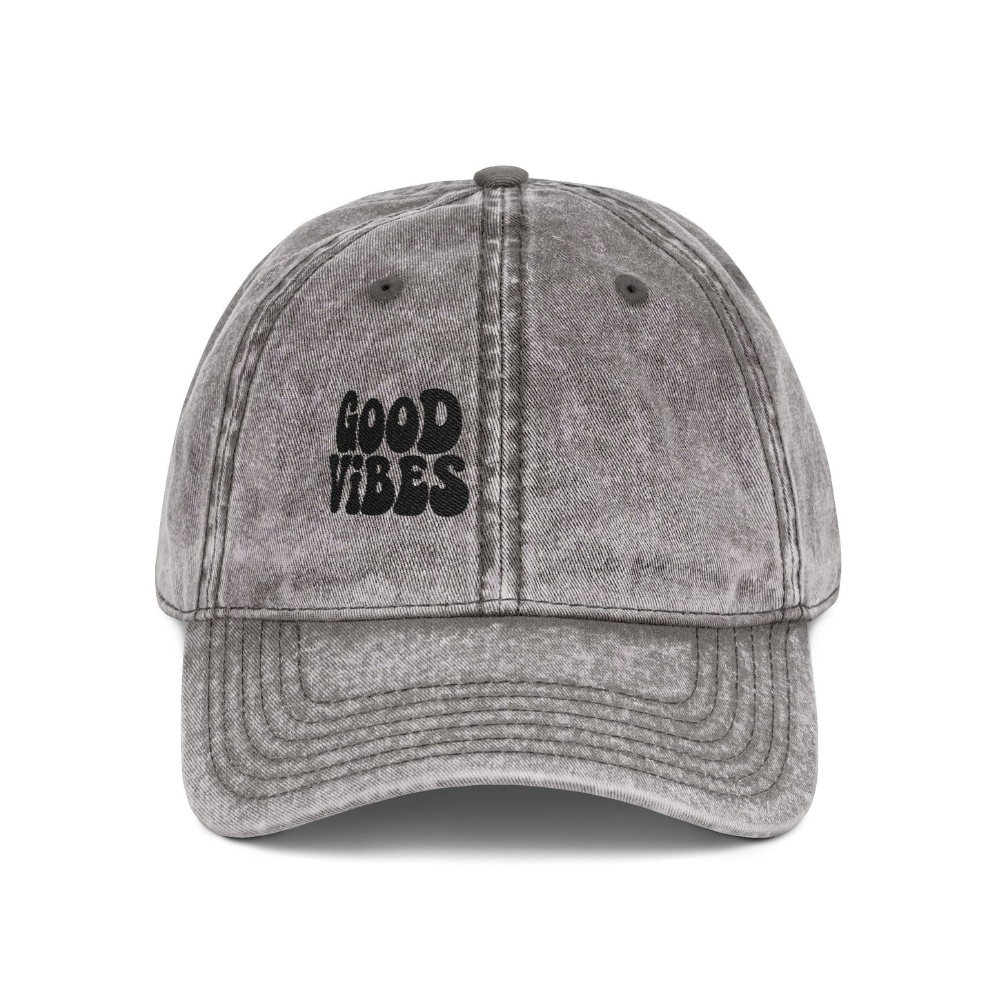 Good Vibes Vintage Hat – Embroidered Retro Text Hat for Positive Vibes, Chill Style, and Everyday Feel-Good Energy