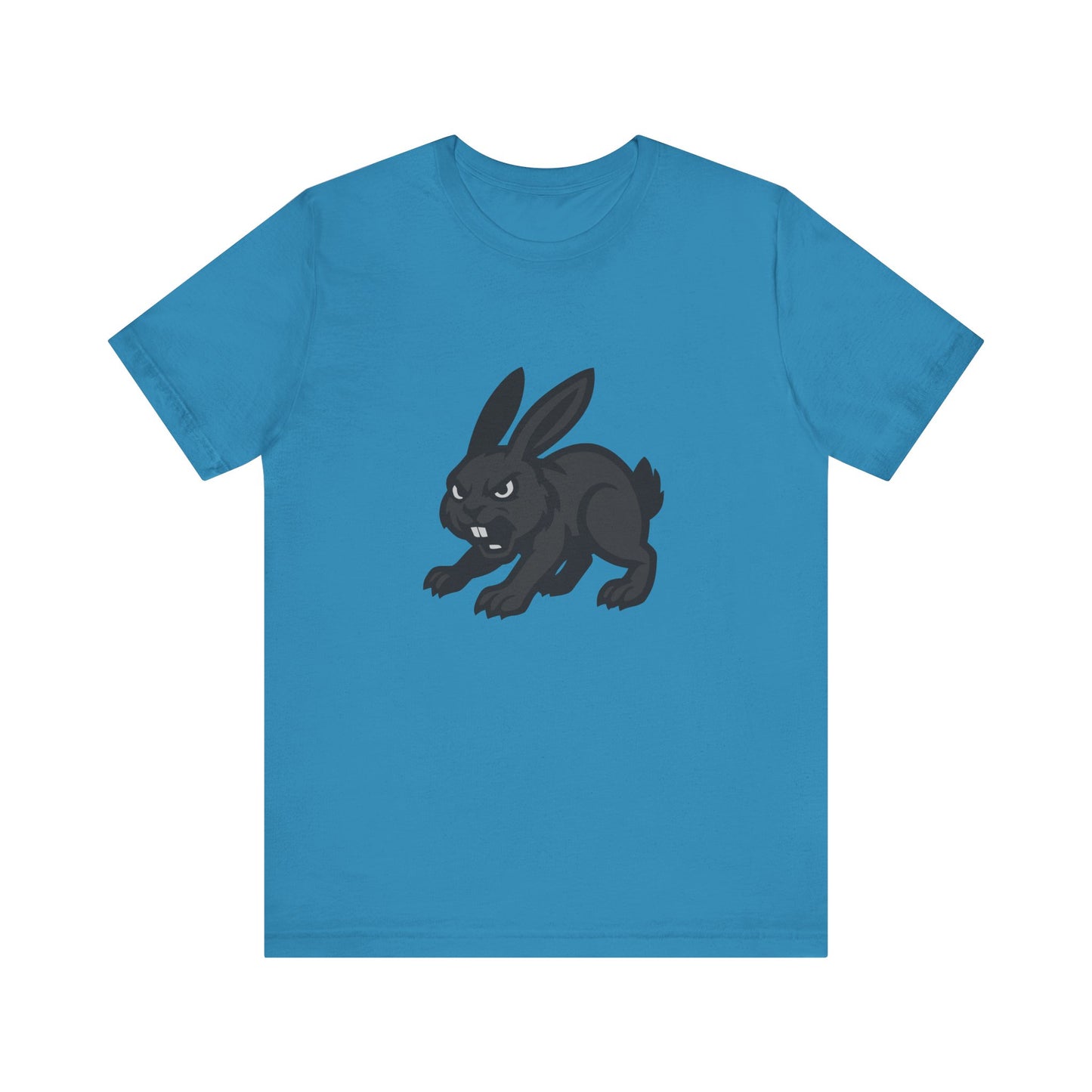 Angry Bunny Graphic T-Shirt – Fierce Black Rabbit Dark Theme Design on Dark Tee for Streetwear, Gym Style, or Bold Animal Aesthetic. Unisex Jersey Short Sleeve Tee