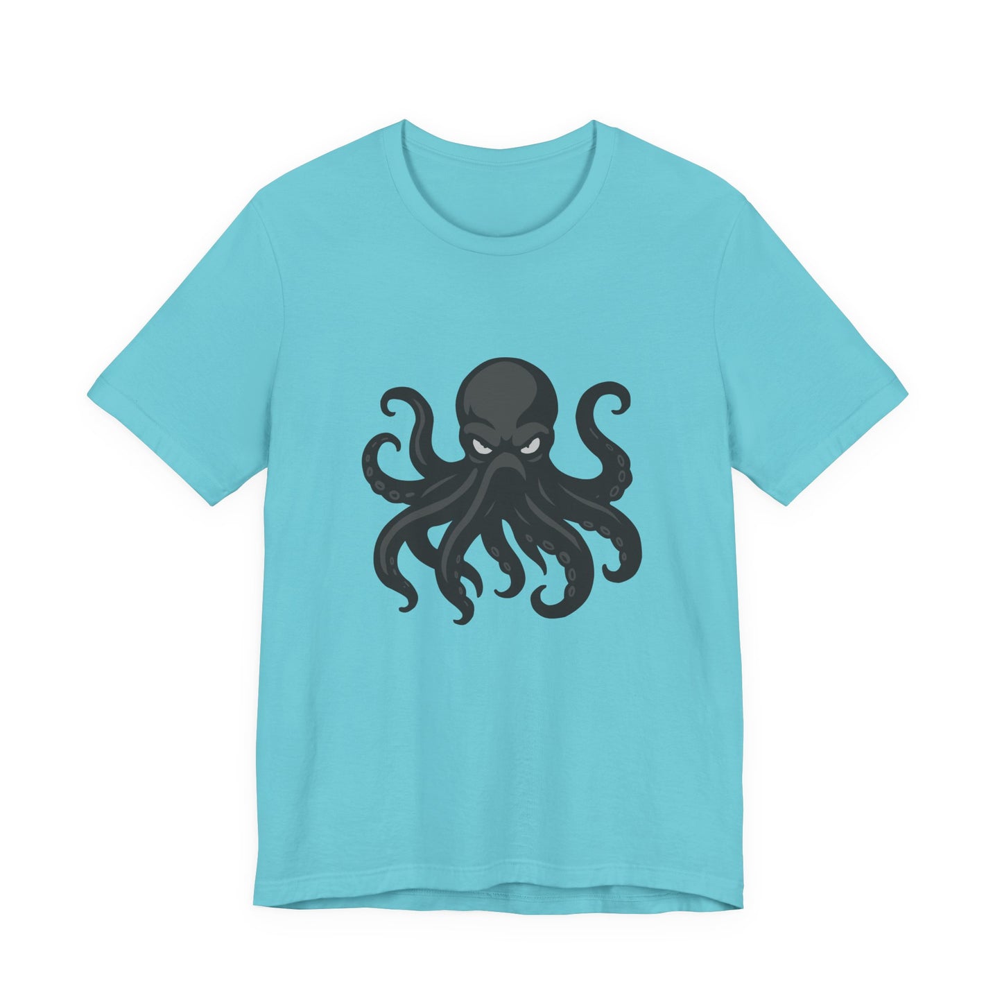 Dark Theme Octopus Graphic T-Shirt – Fierce Grayscale Tentacle Design on Black Tee with Bold Energy and Modern Ghost Effect. Unisex Jersey Short Sleeve Tee