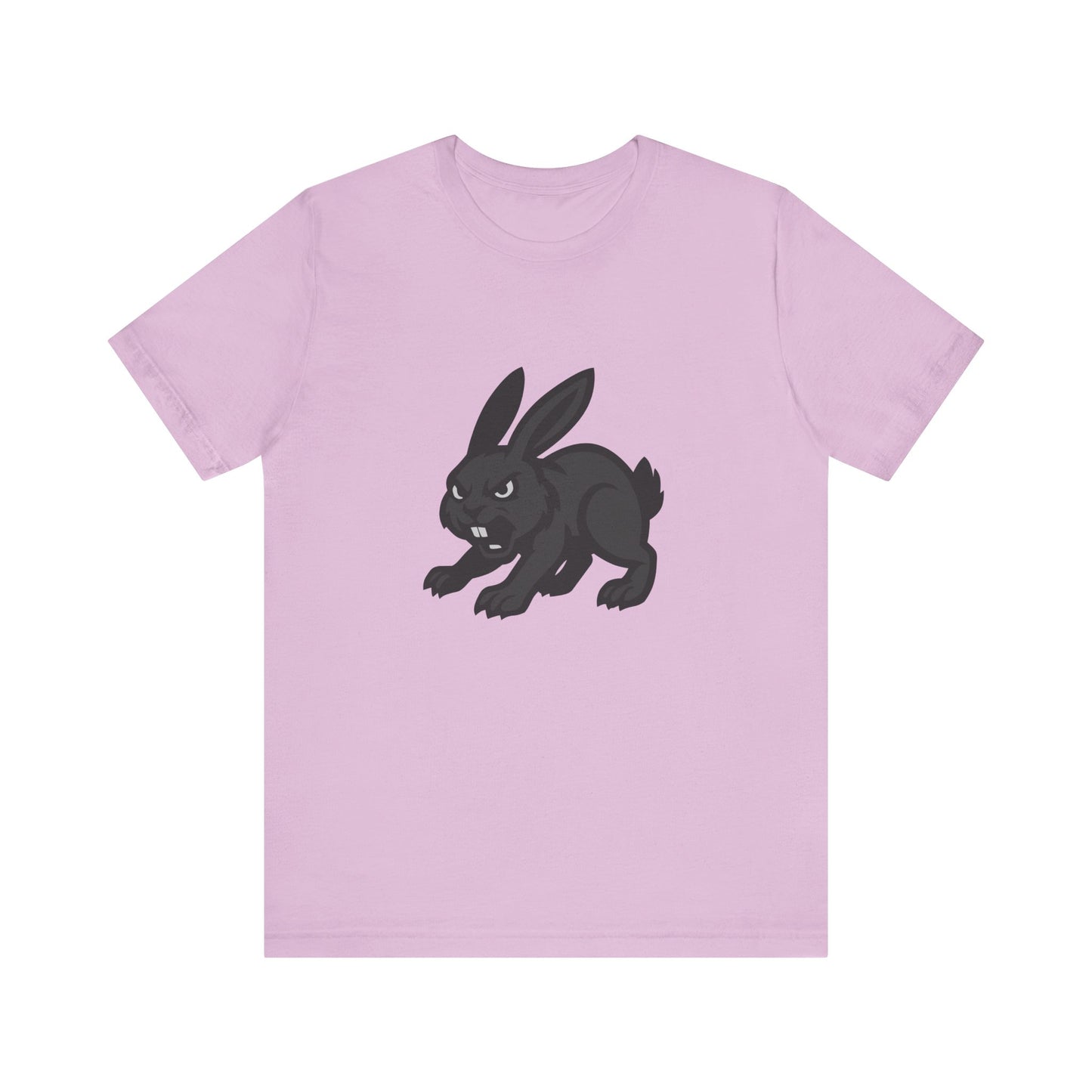 Angry Bunny Graphic T-Shirt – Fierce Black Rabbit Dark Theme Design on Dark Tee for Streetwear, Gym Style, or Bold Animal Aesthetic. Unisex Jersey Short Sleeve Tee
