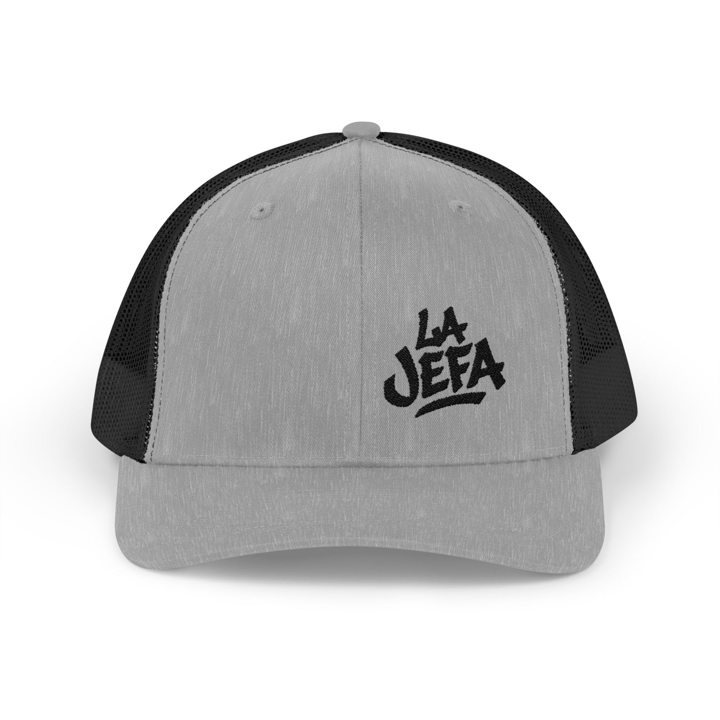 La Jefa Trucker Hat – Embroidered Latina Boss Hat for Bold Women. Black Letters